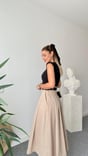 Brek Zra Model Belted Contrast Dress