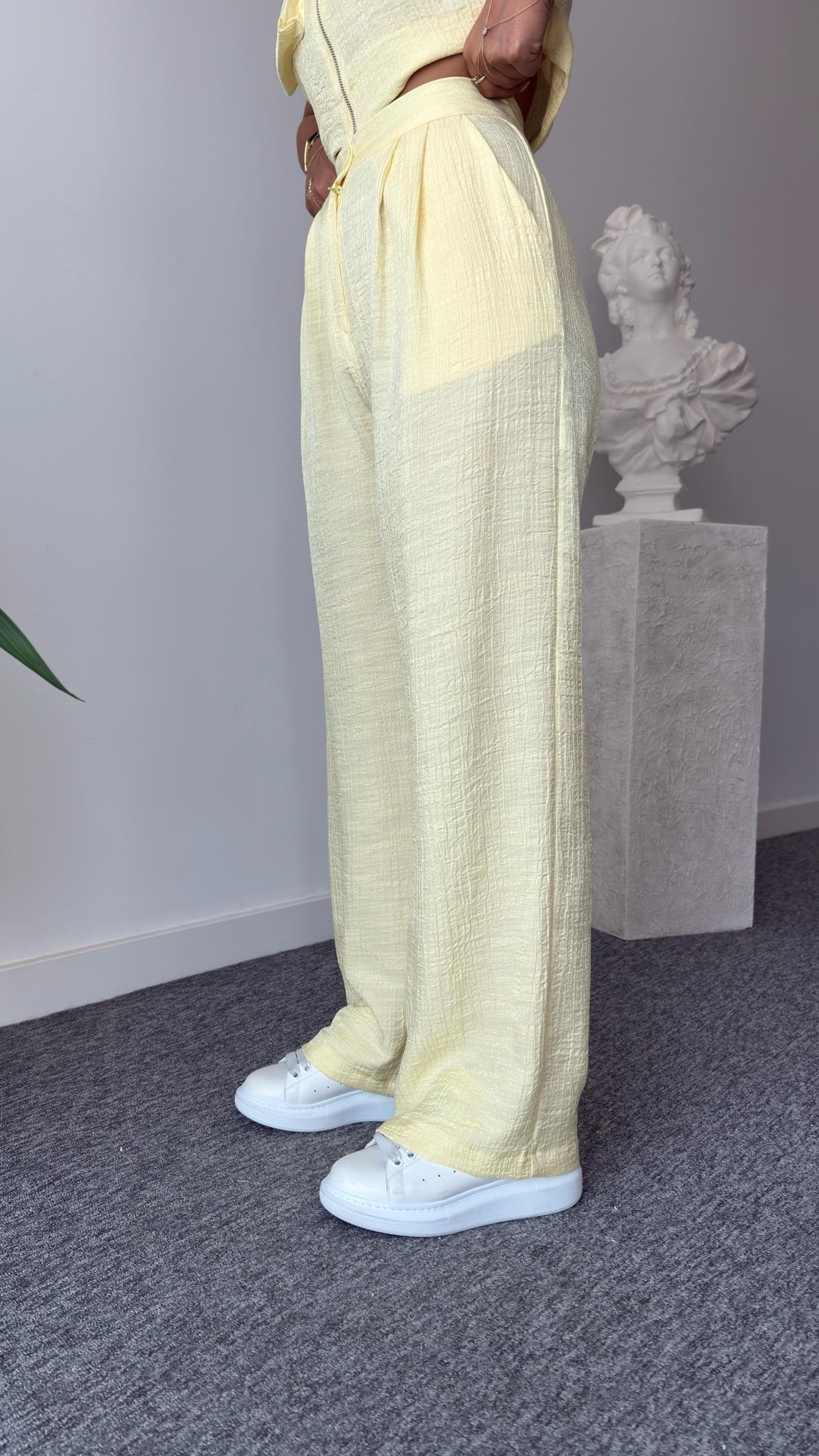 Yellow Gjen Zippered Two Piece Suit