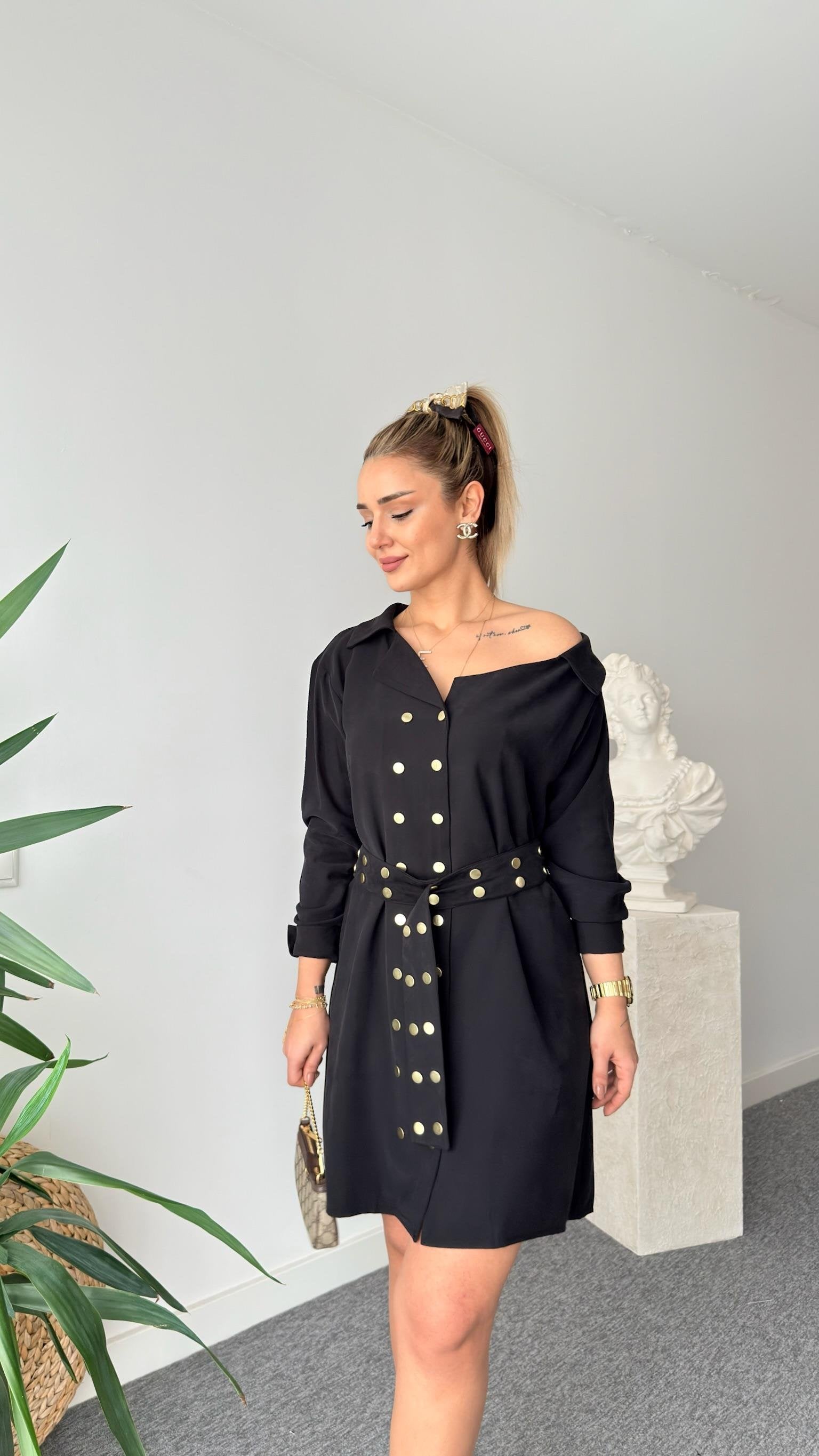Serge Brand Model Belted Tencel Dress
