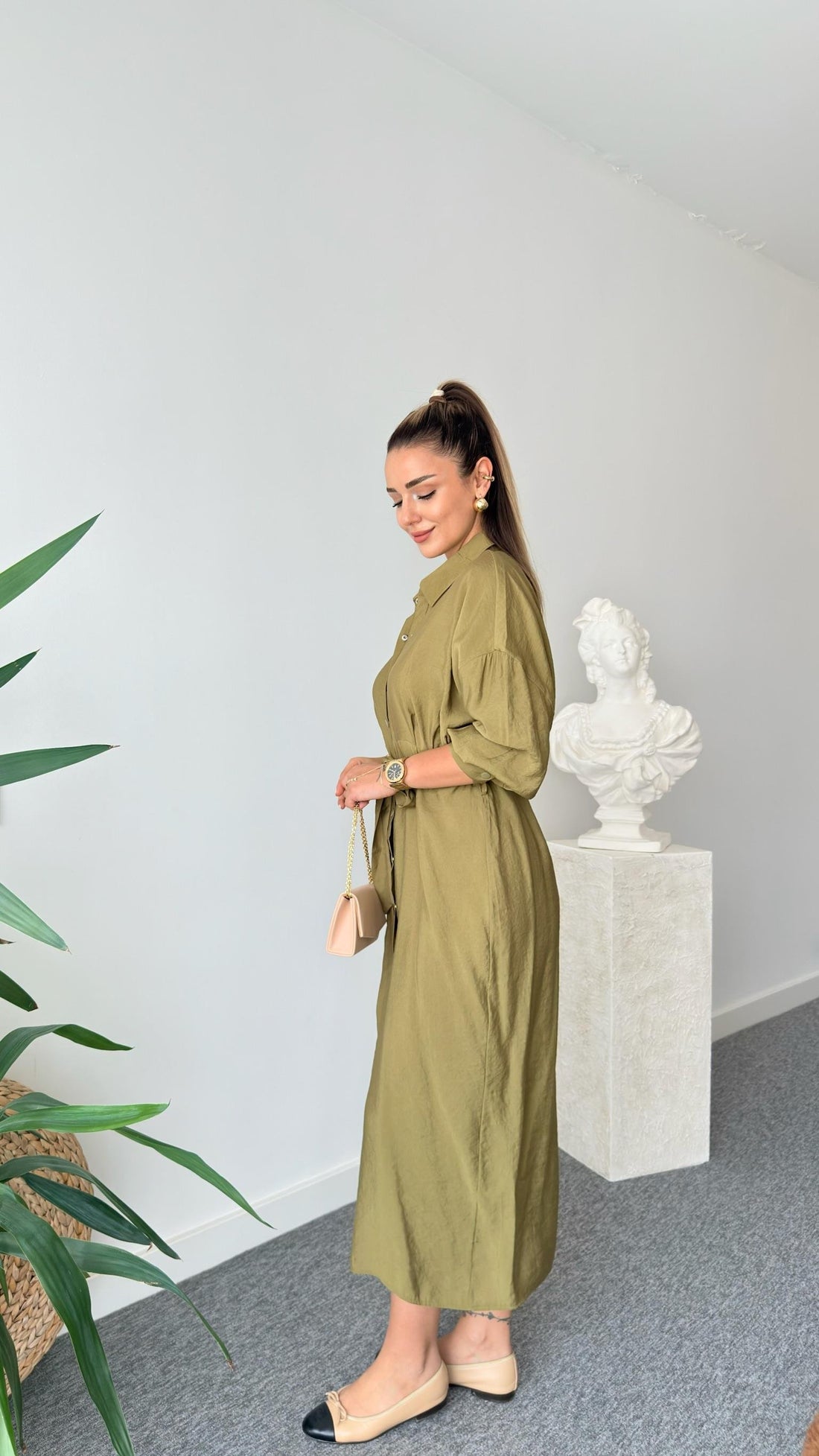 Olive Serna Orj Brand Snap Button Tencel Dress