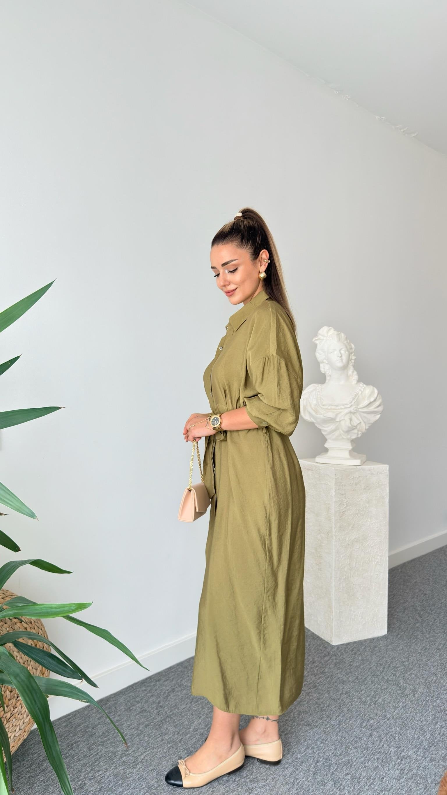 Olive Serna Orj Brand Snap Button Tencel Dress