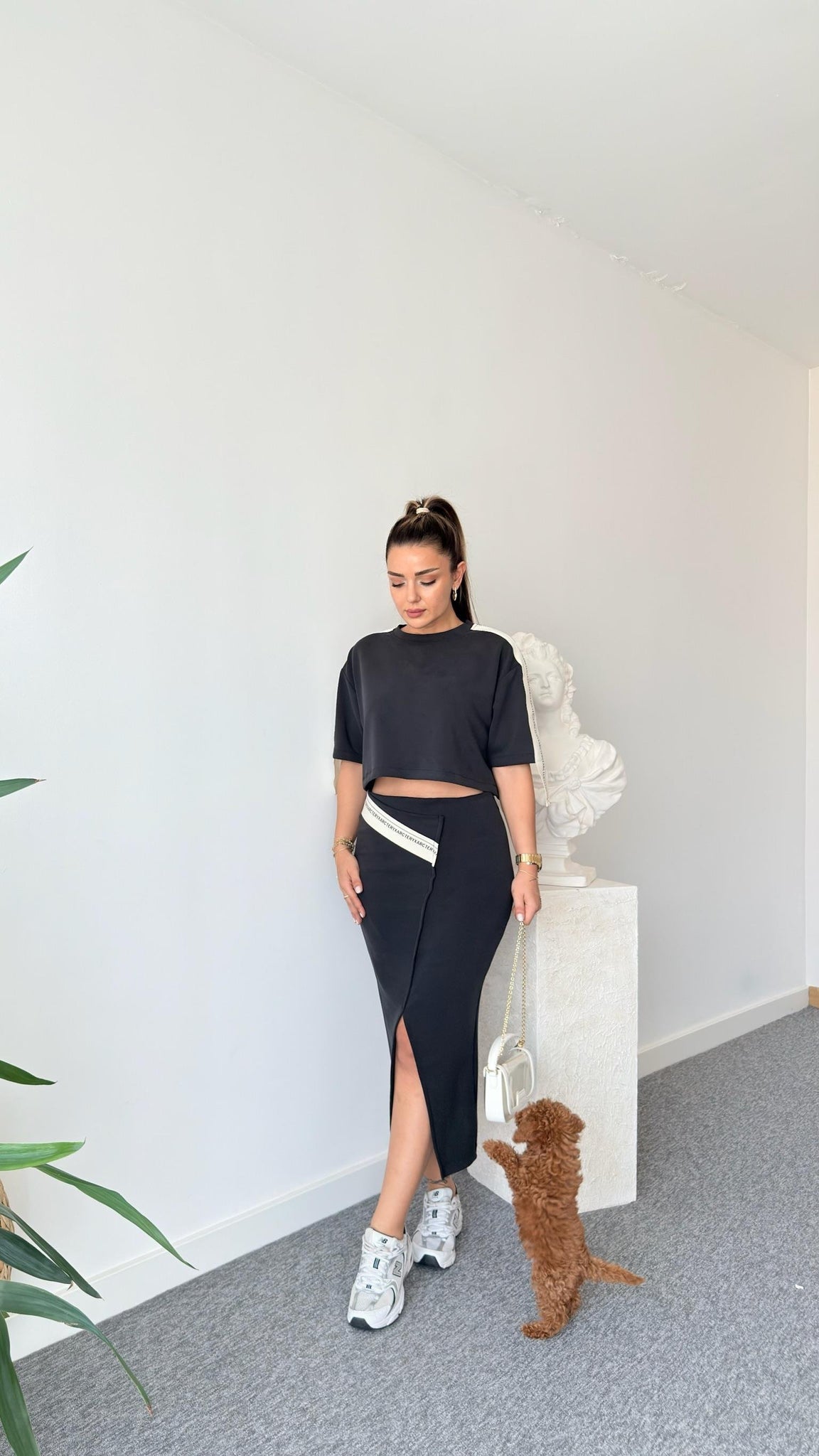Chima Modal Suit with Stripe Detailed Skirt