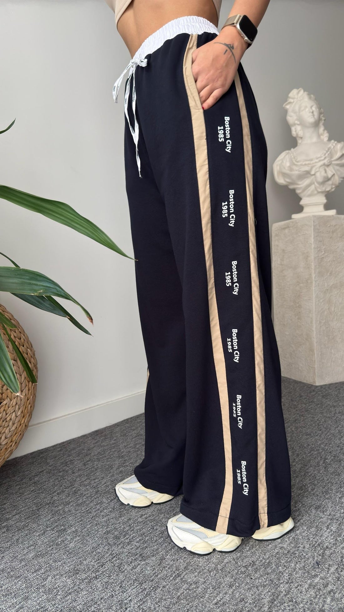 Mitero Text Detailed Parachute Garnish Tracksuit Bottoms