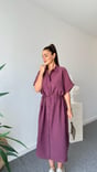 Burgundy Toles Waist Gathered Massi Dress