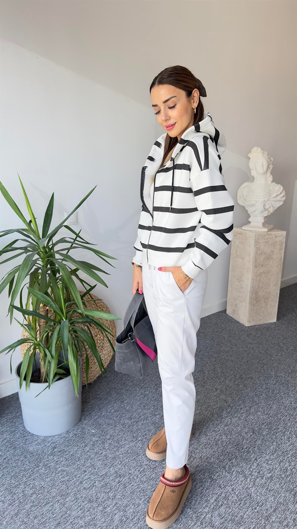 Black Striped Raised Sweater
