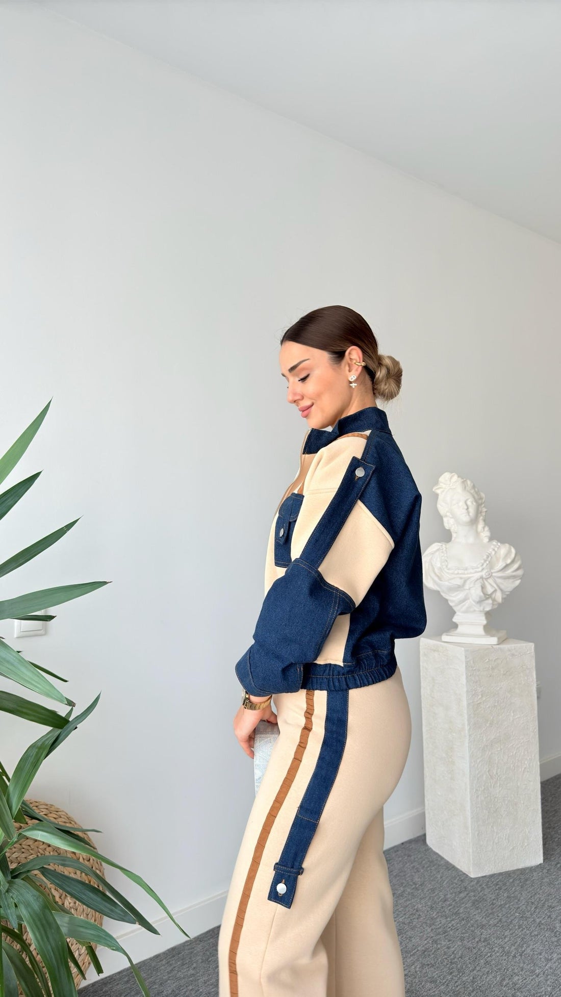 Camel Tero Denim Garnish Tracksuit
