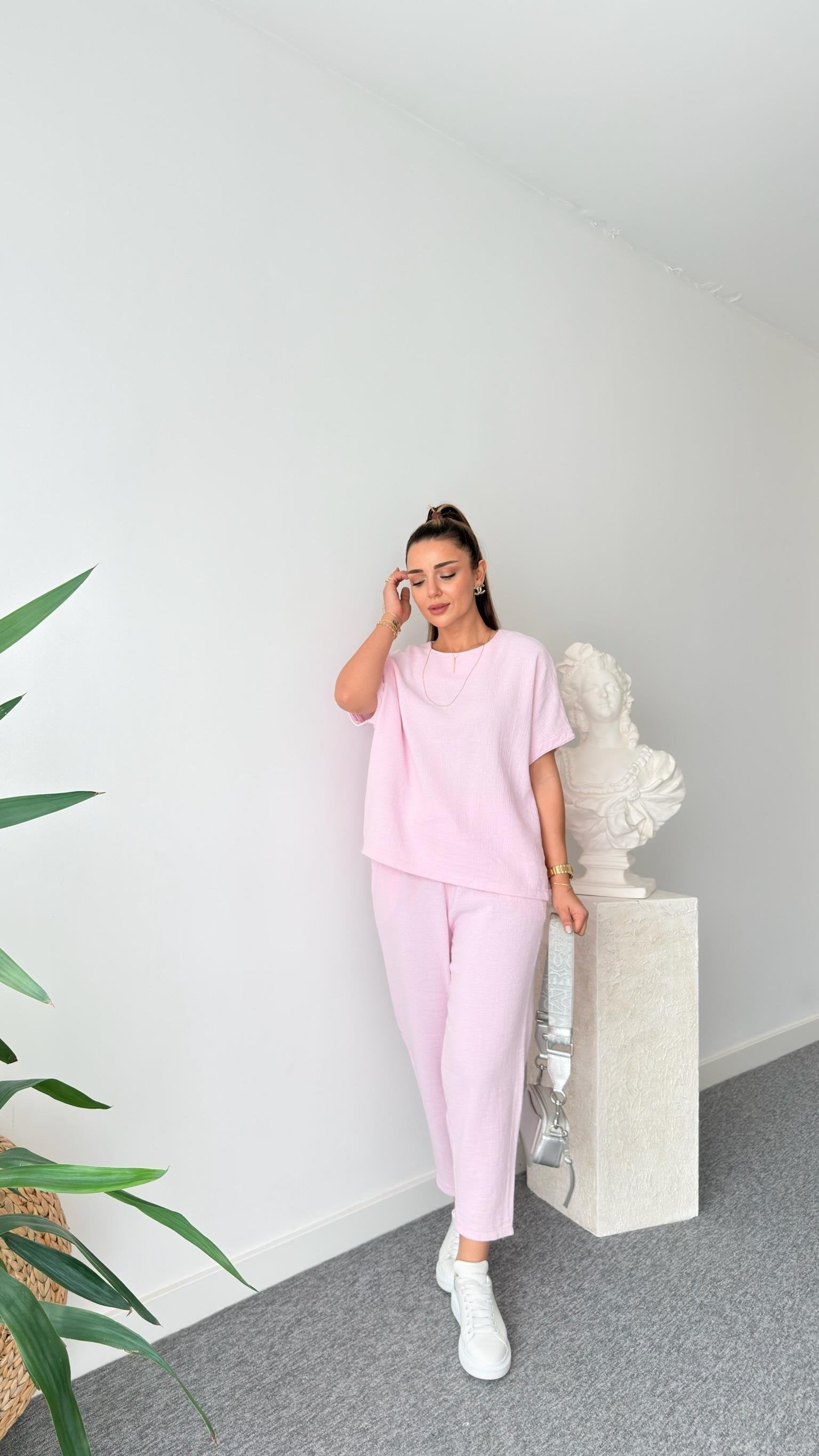 Pink Jaker Linen Casual Suit