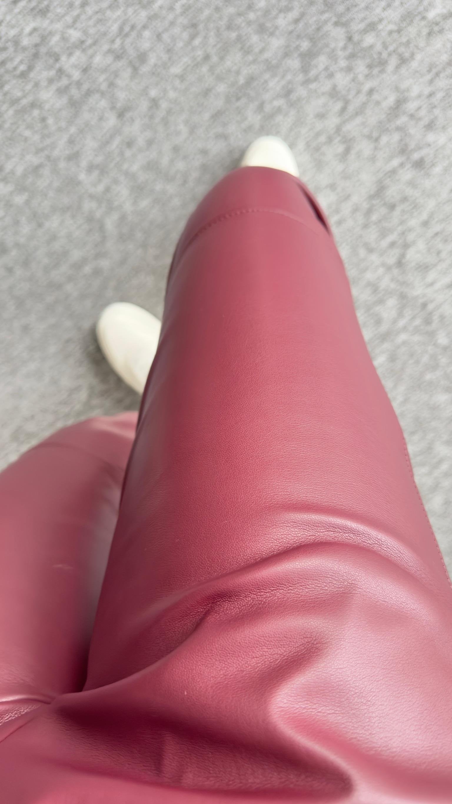 Brand Model Imported Burgundy Leather Trousers