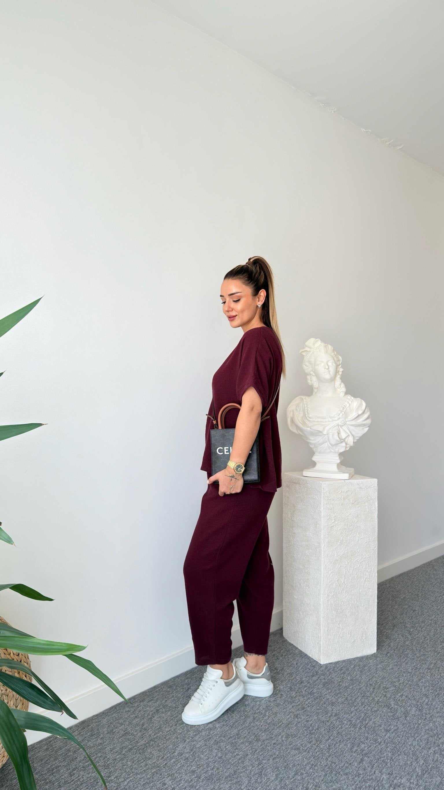 Claret Red Jaker Linen Casual Suit