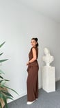 Brown Jovo Asymmetric Cut Padded Suit
