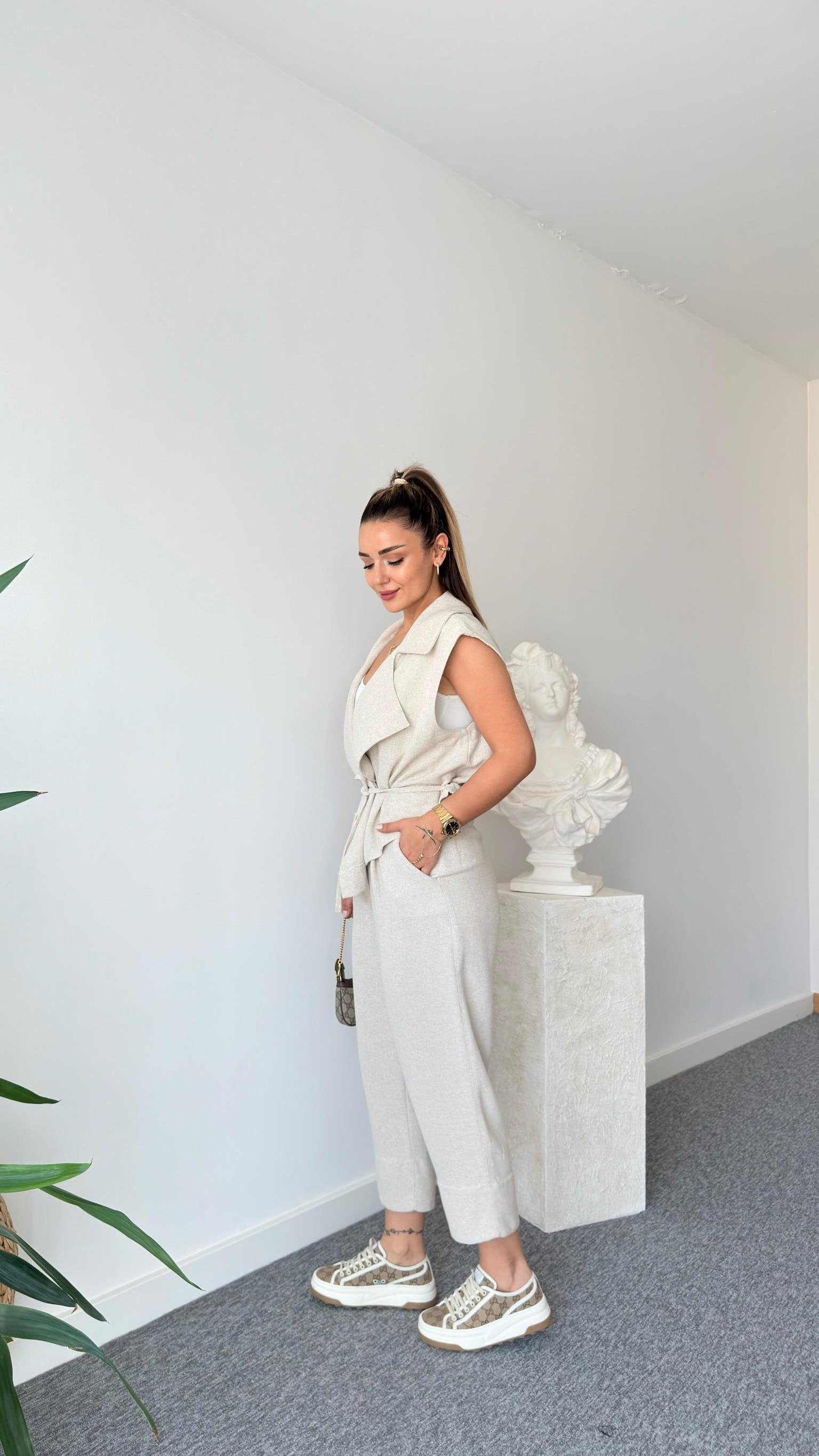 Weren Vested Natur Linen Suit