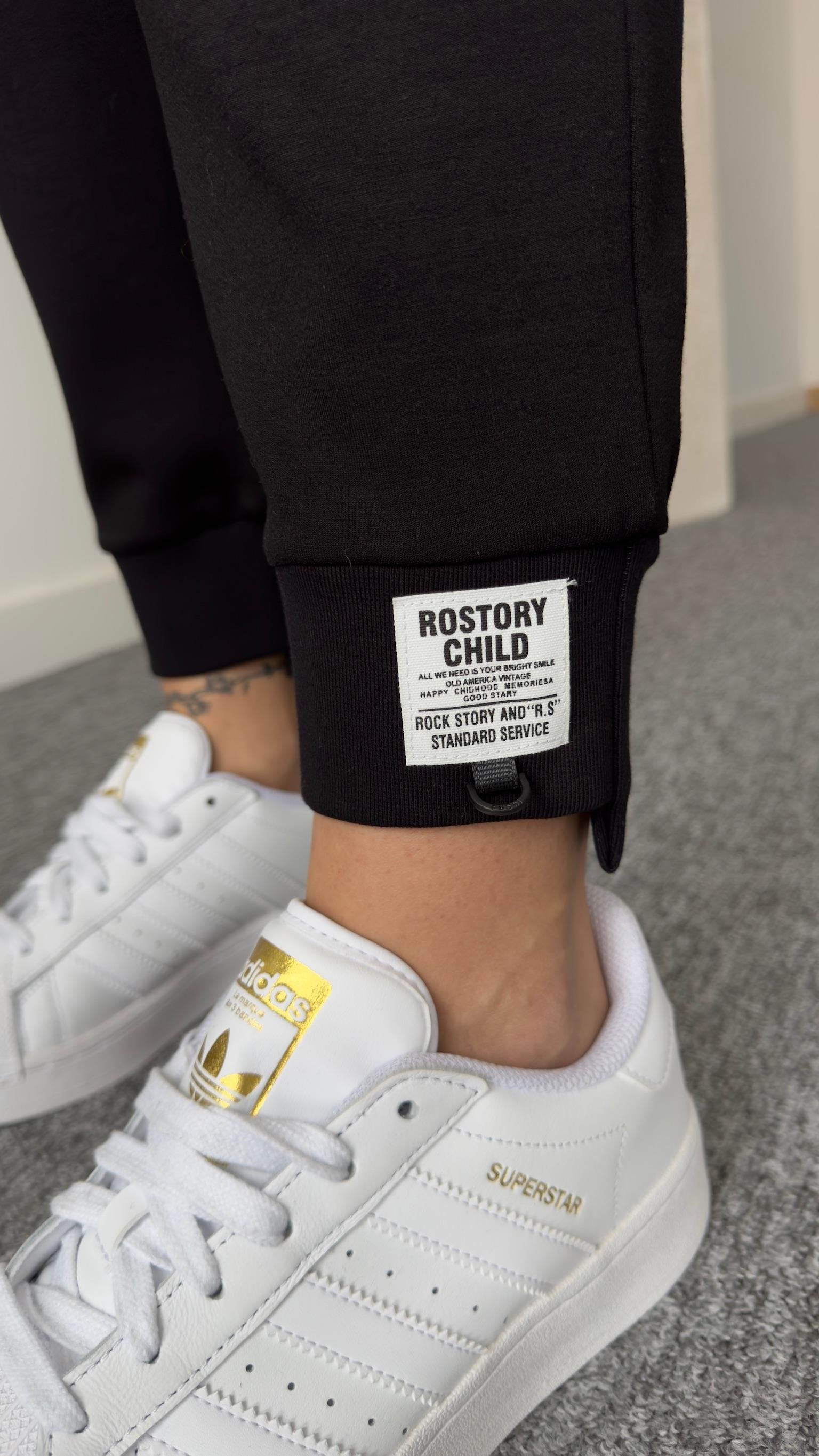 Modal Black Sweatpants with Corset Detail Label