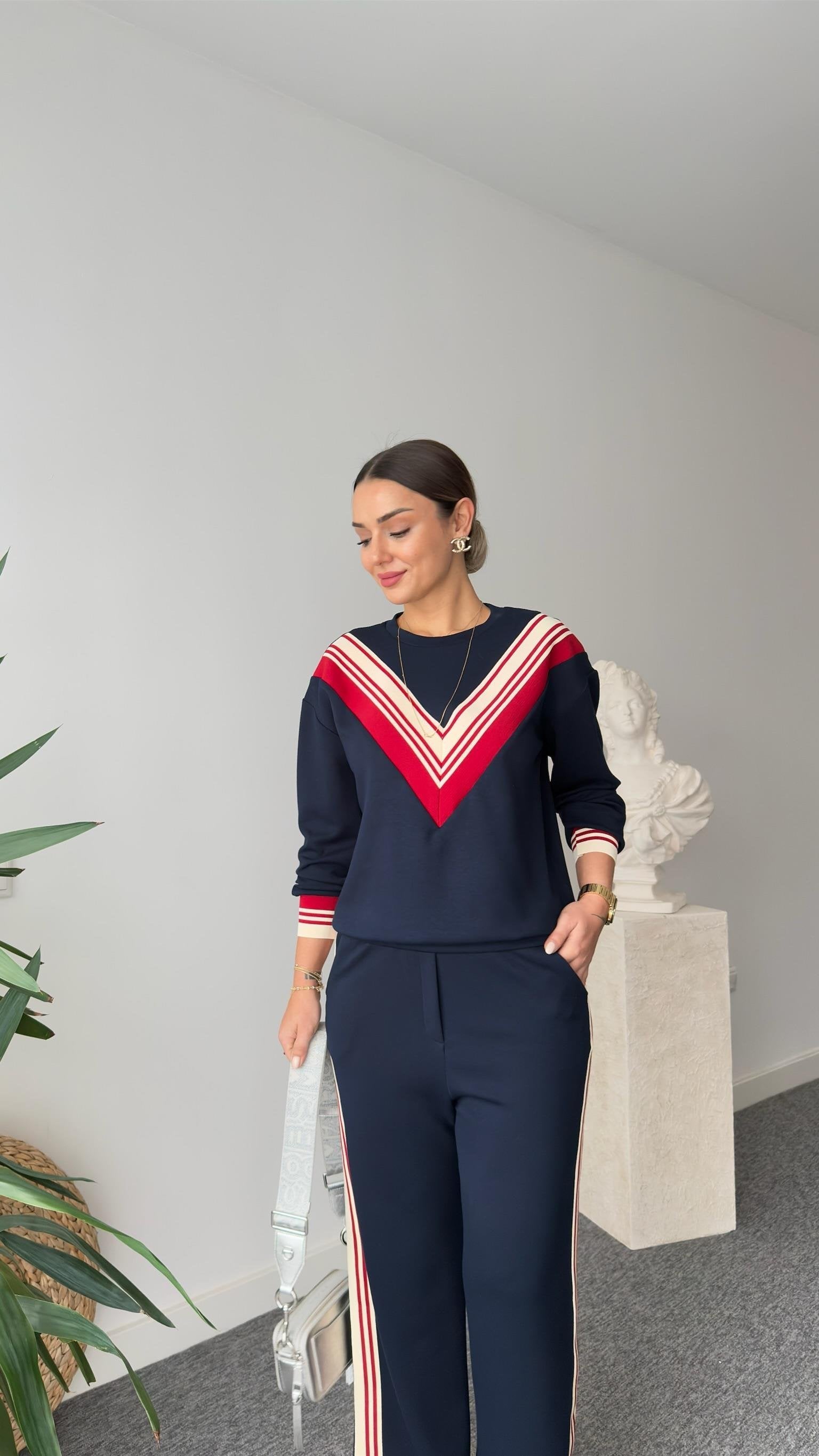 Liveya Red Stripe Detailed Modal Suit