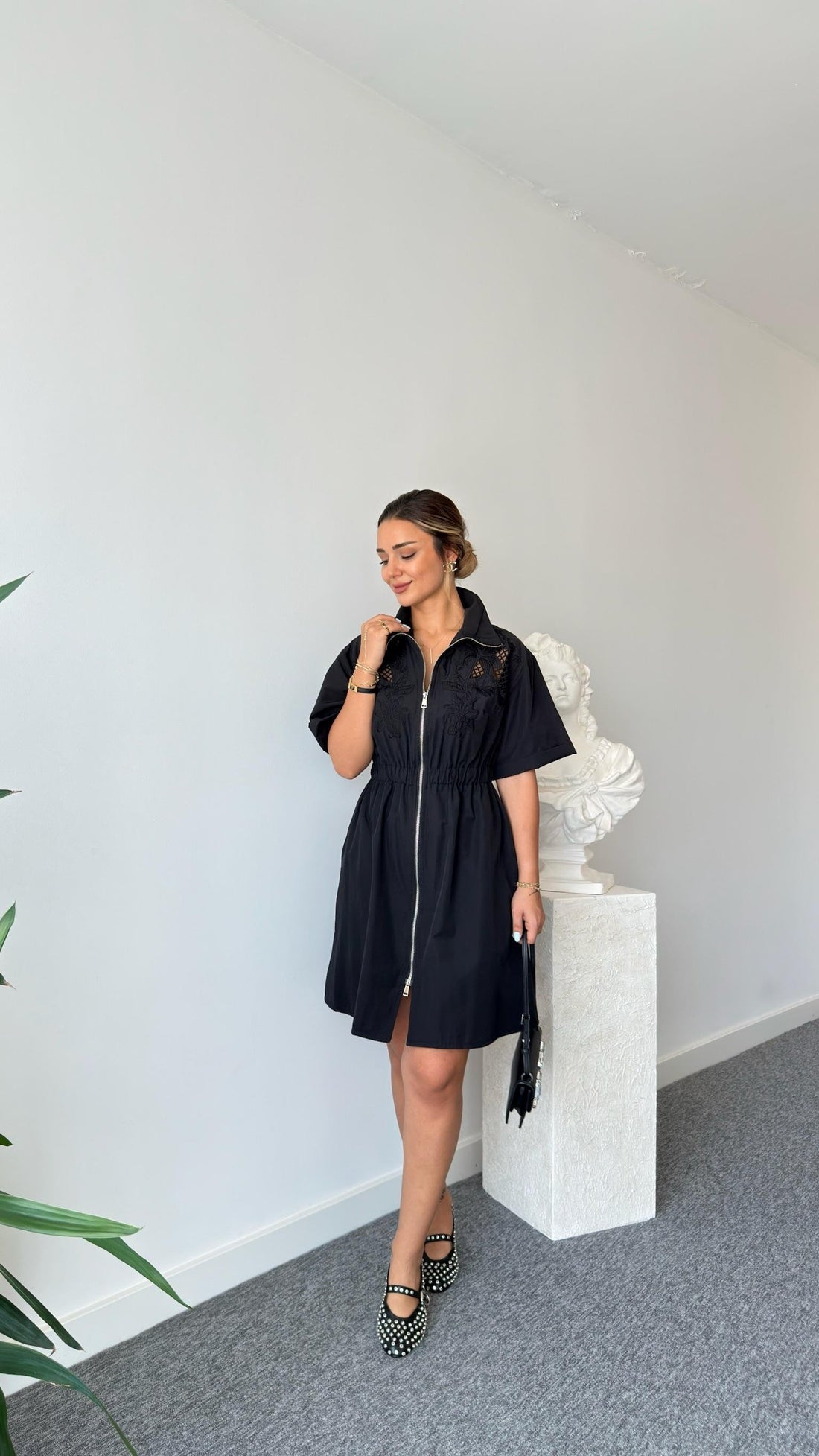 Black Lefol Embroidered Detailed Dress