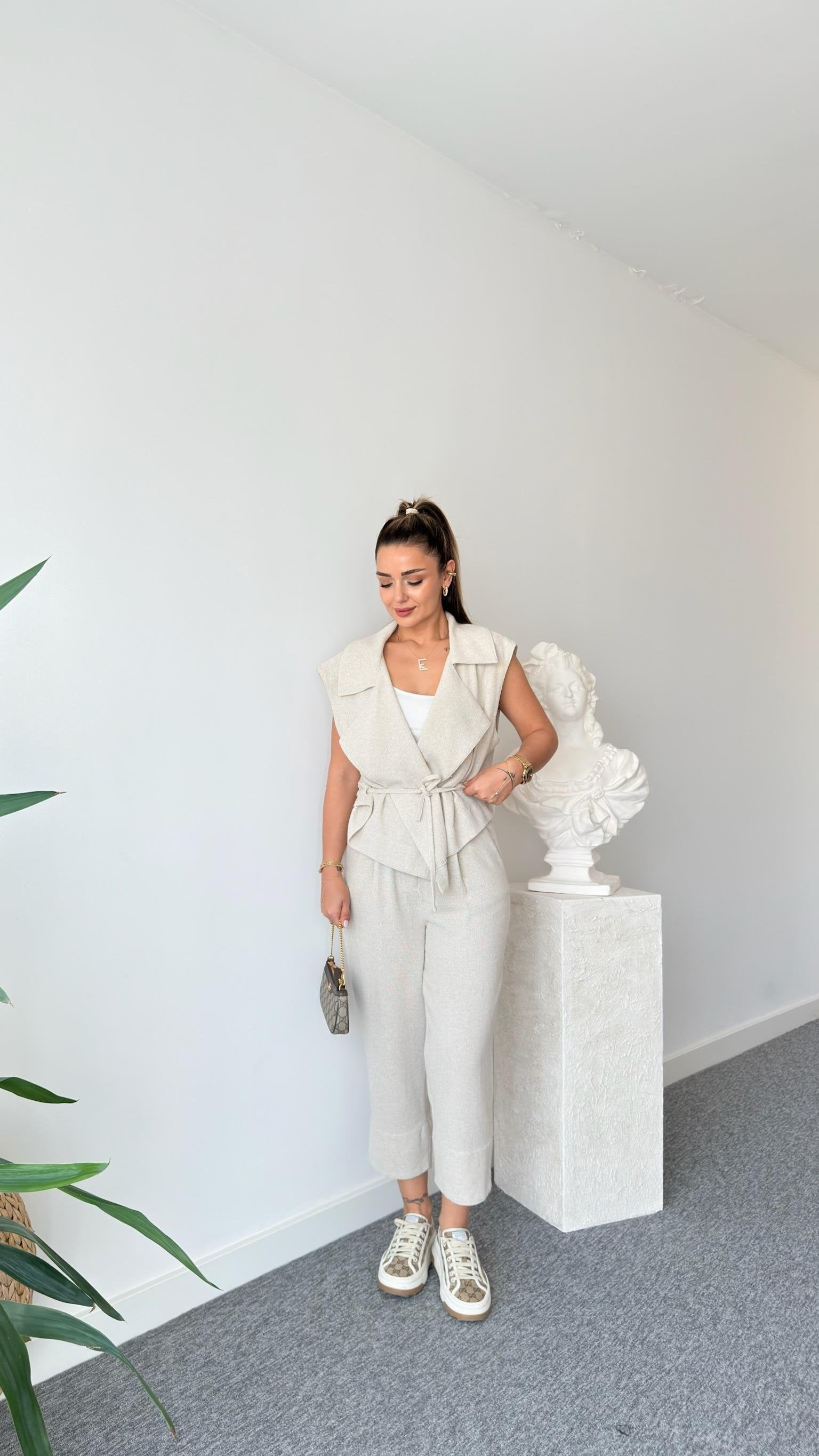 Weren Vested Natur Linen Suit