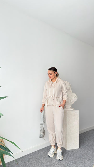 Beige Parachute Detailed Design Suit
