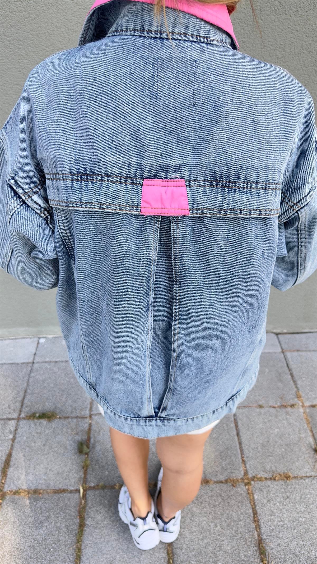 Rosy Color Detailed Jean Jacket