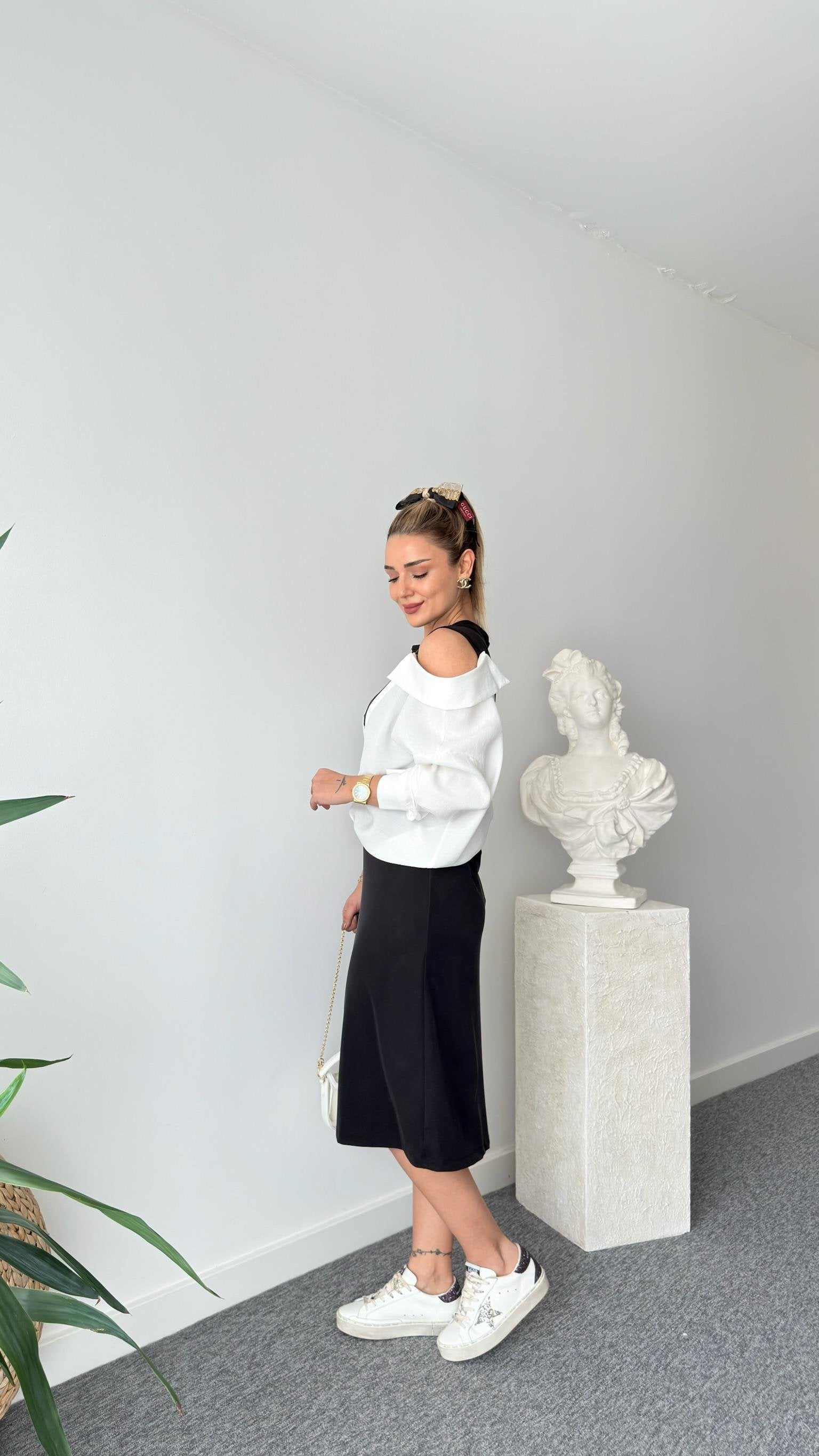 Black Premium Shirt Detailed Modal Dress