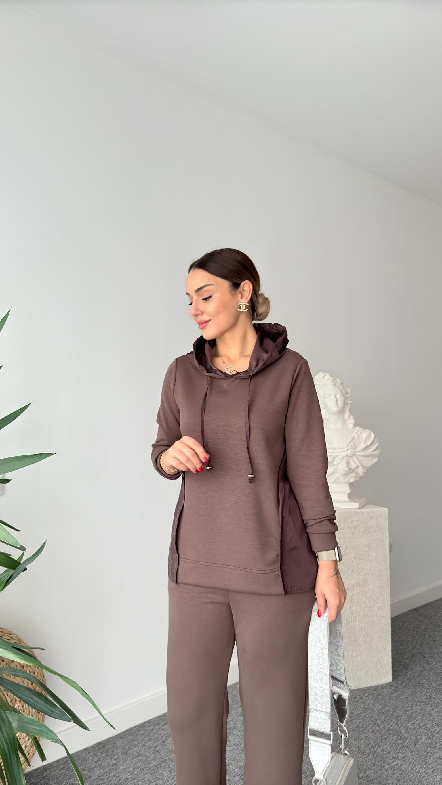 Brown Soleda Parachute Detailed Modal Suit