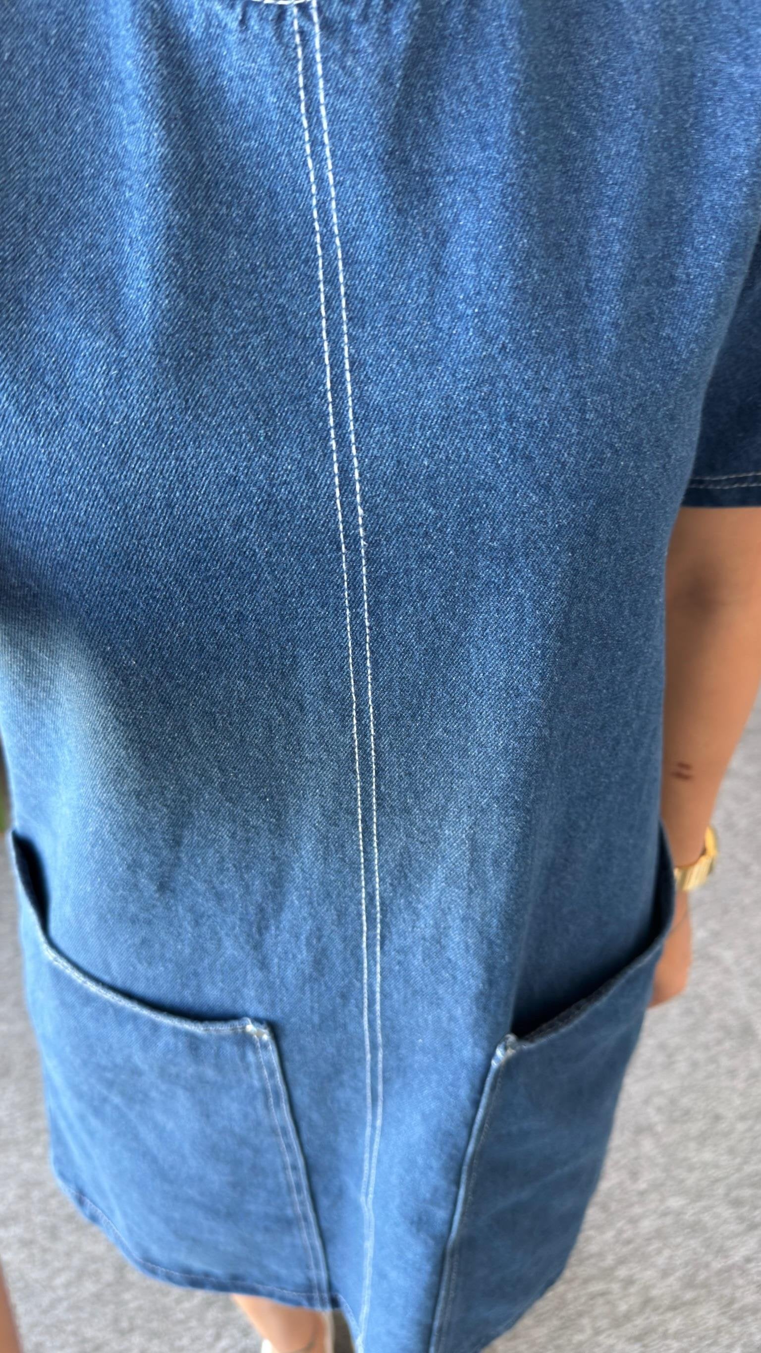 Vain Front Pocket Jean Dress