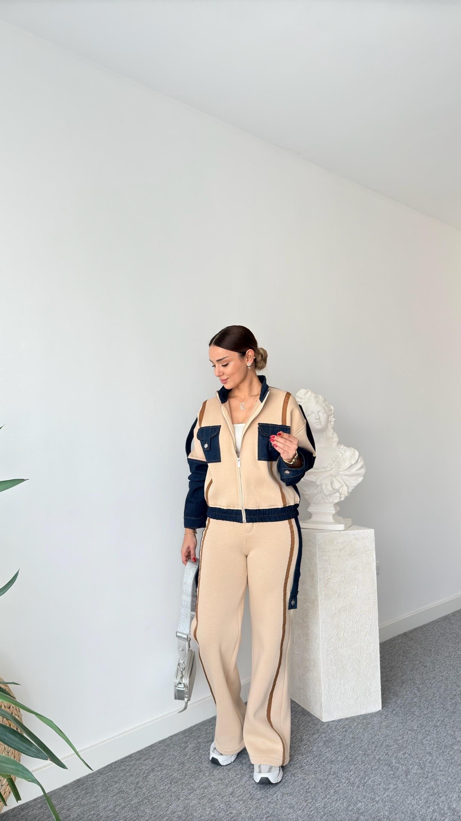 Camel Tero Denim Garnish Tracksuit