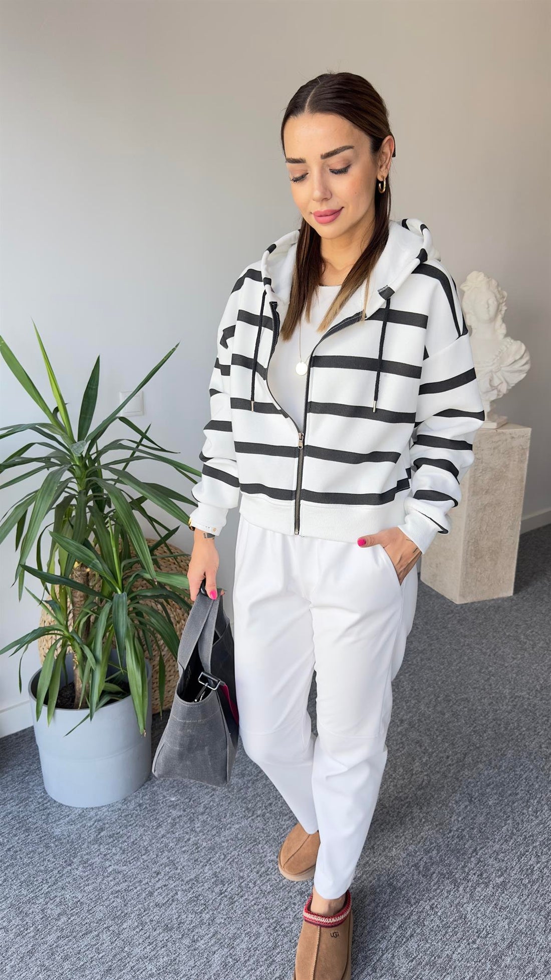Black Striped Raised Sweater