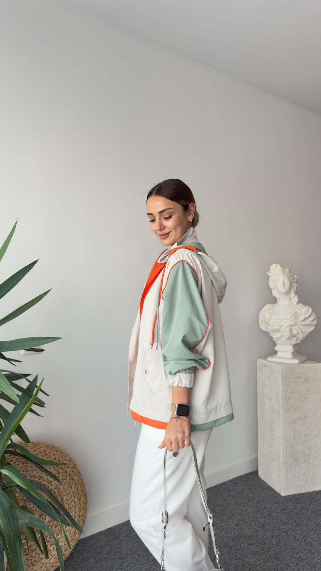 Benore Orange Stripe Detailed Jacket