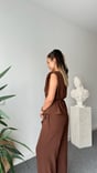 Brown Jovo Asymmetric Cut Padded Suit