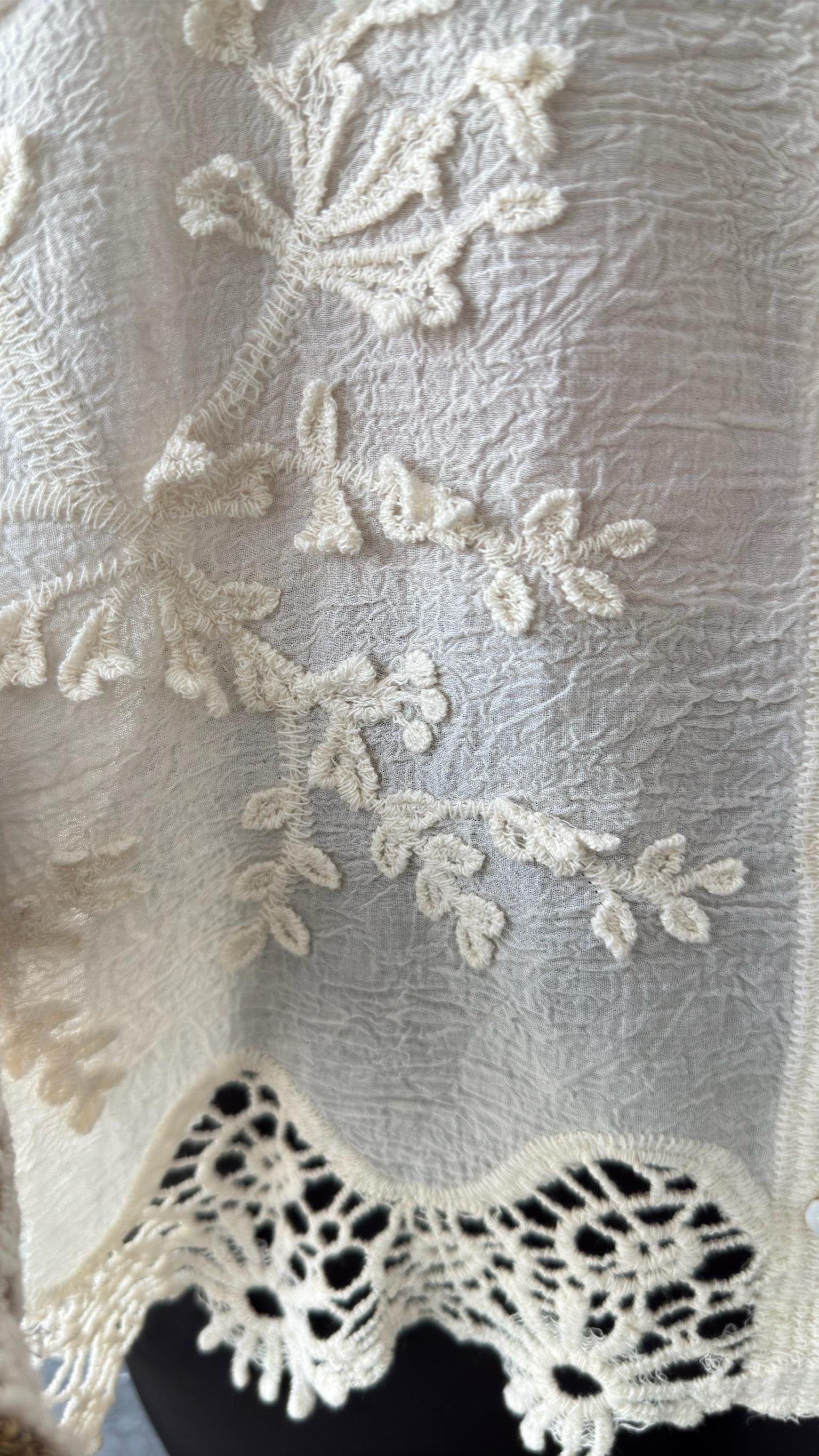 Beige Shirt with Henna Embroidery Detail