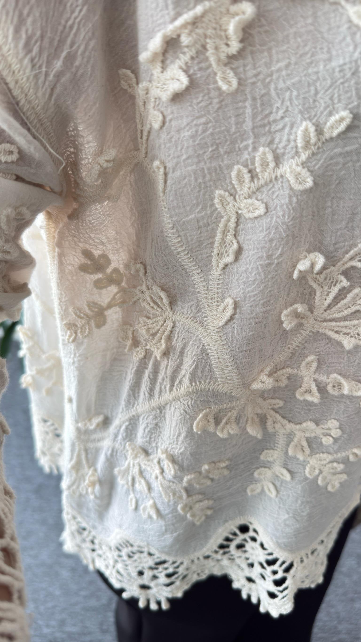 Beige Shirt with Henna Embroidery Detail