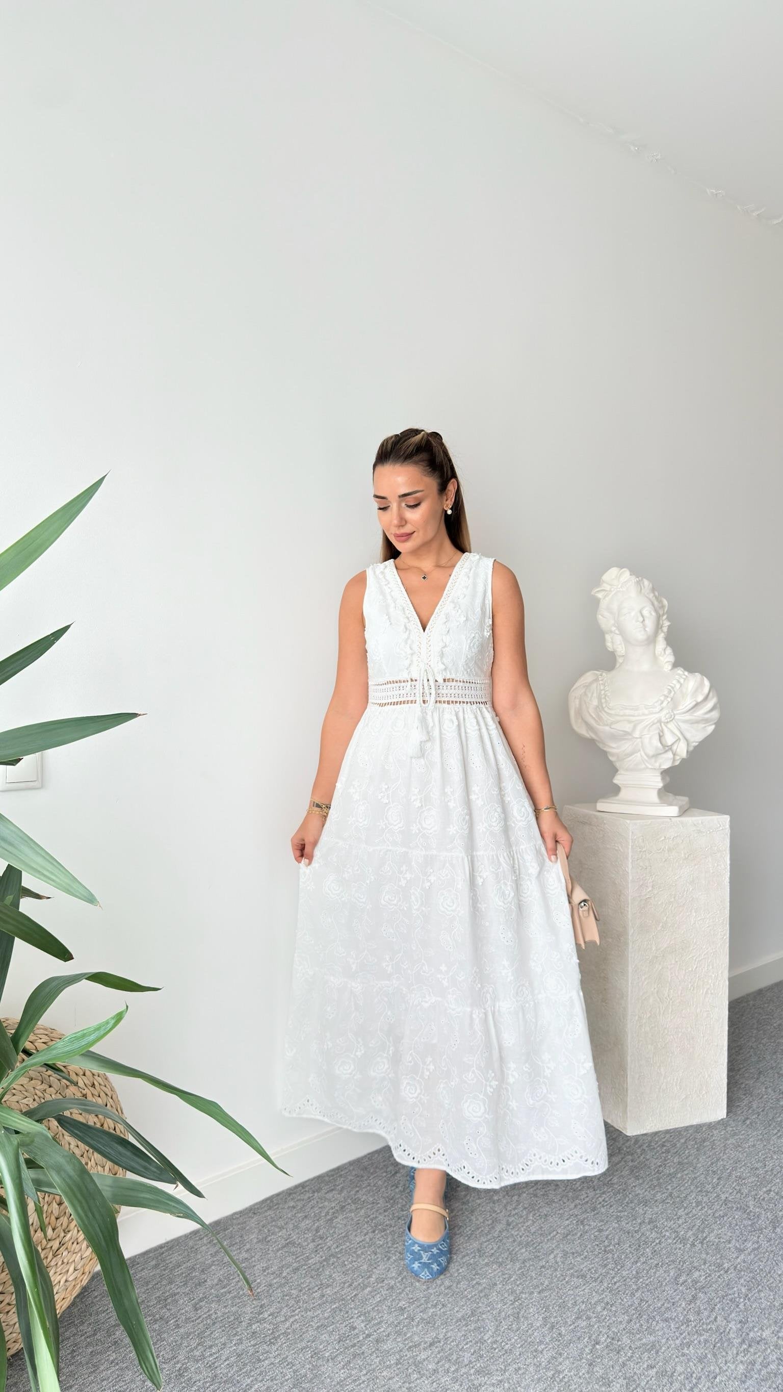 Premium White Cutwork Dress with Pigot Lining