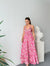 Pink Ethnic Pattern Satin Premium Dress