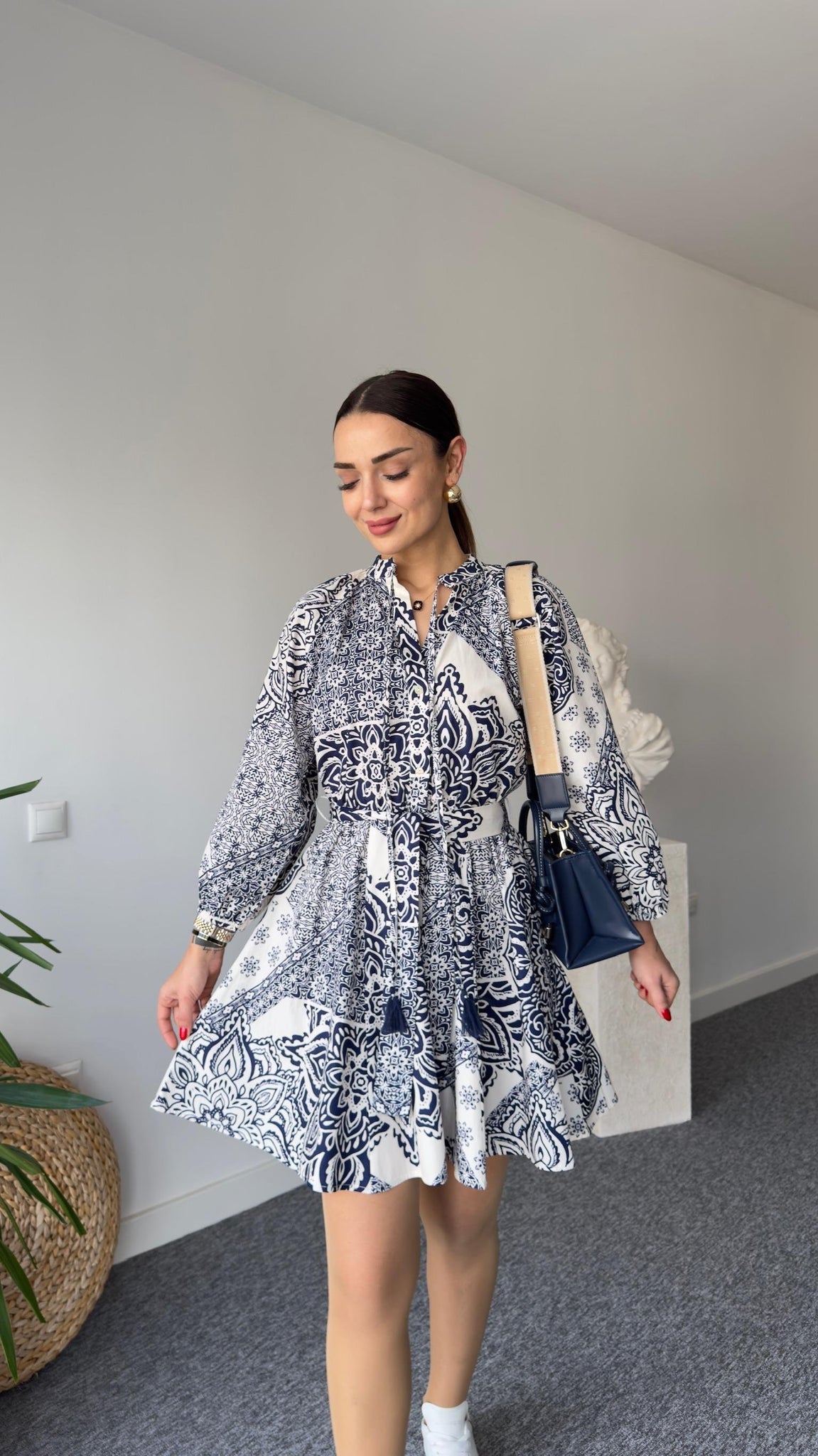 Lewa Blue Patterned Zra Dress