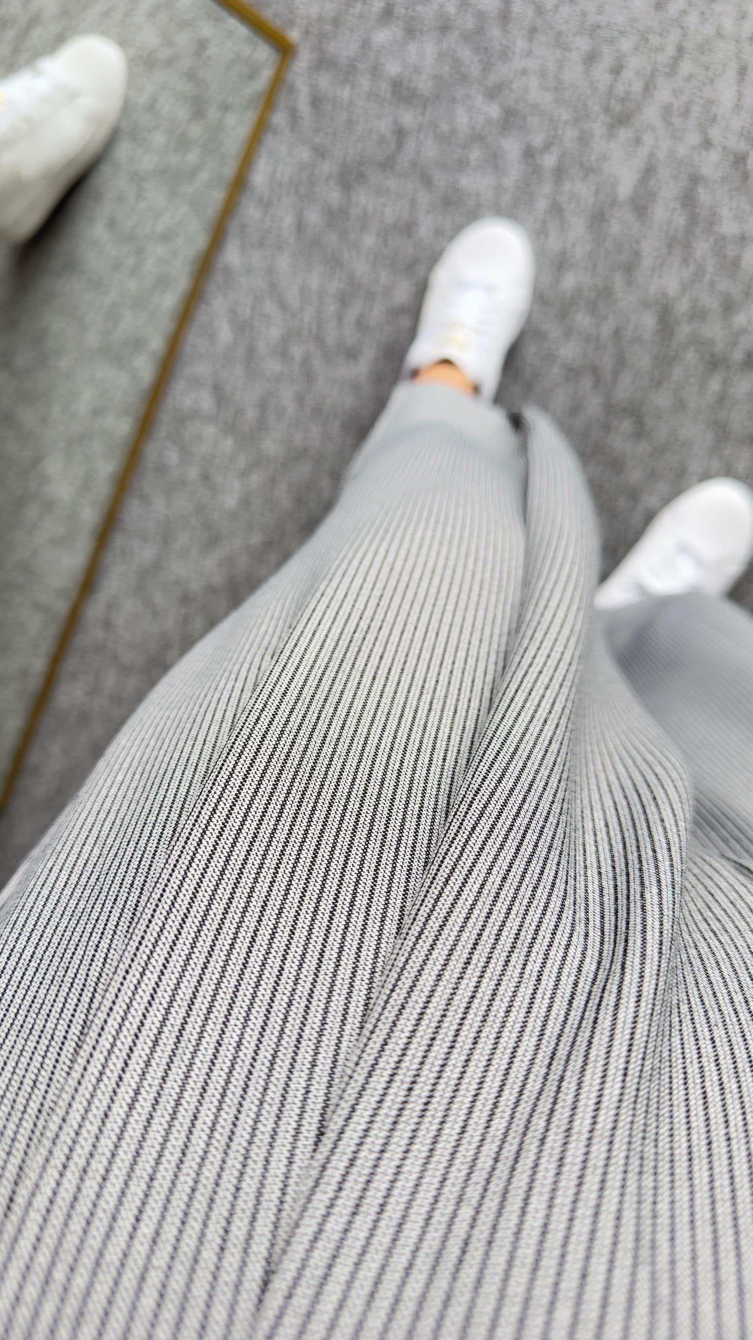 Striped Balloon Trousers with Pleated Legs