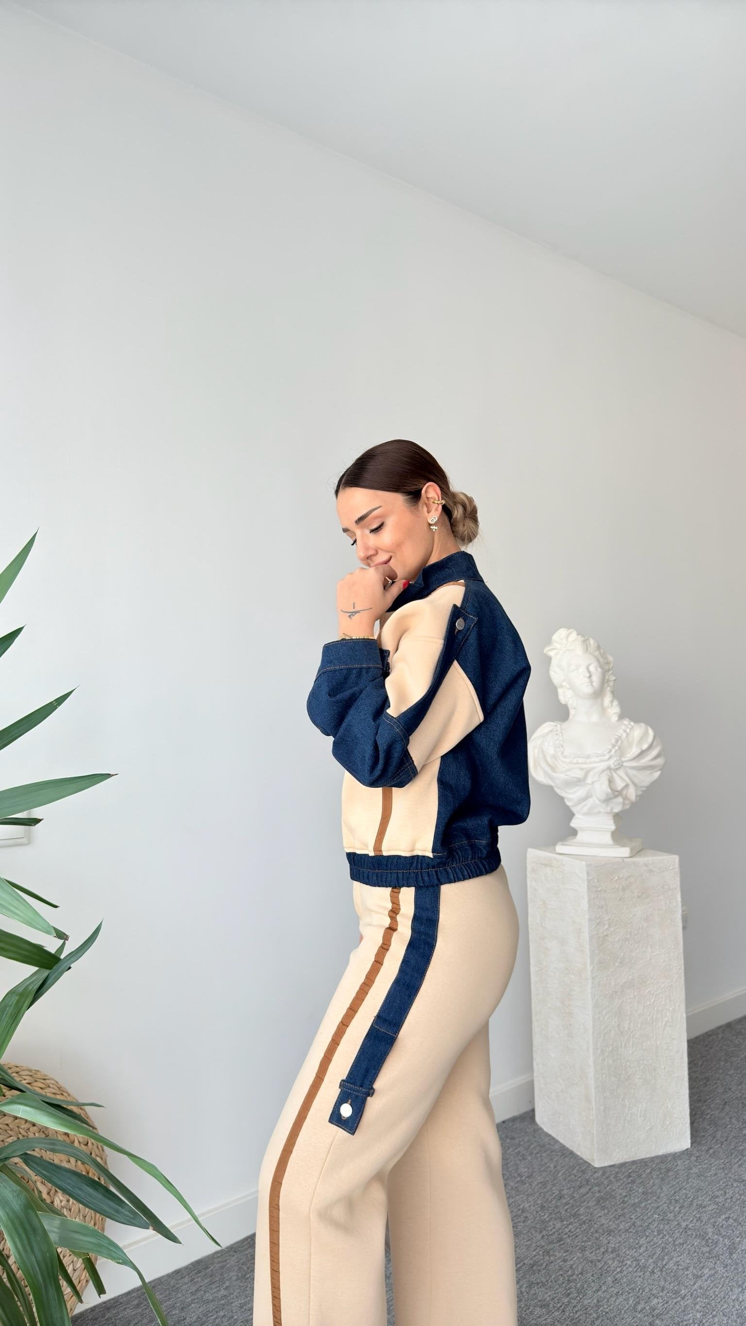 Camel Tero Denim Garnish Tracksuit