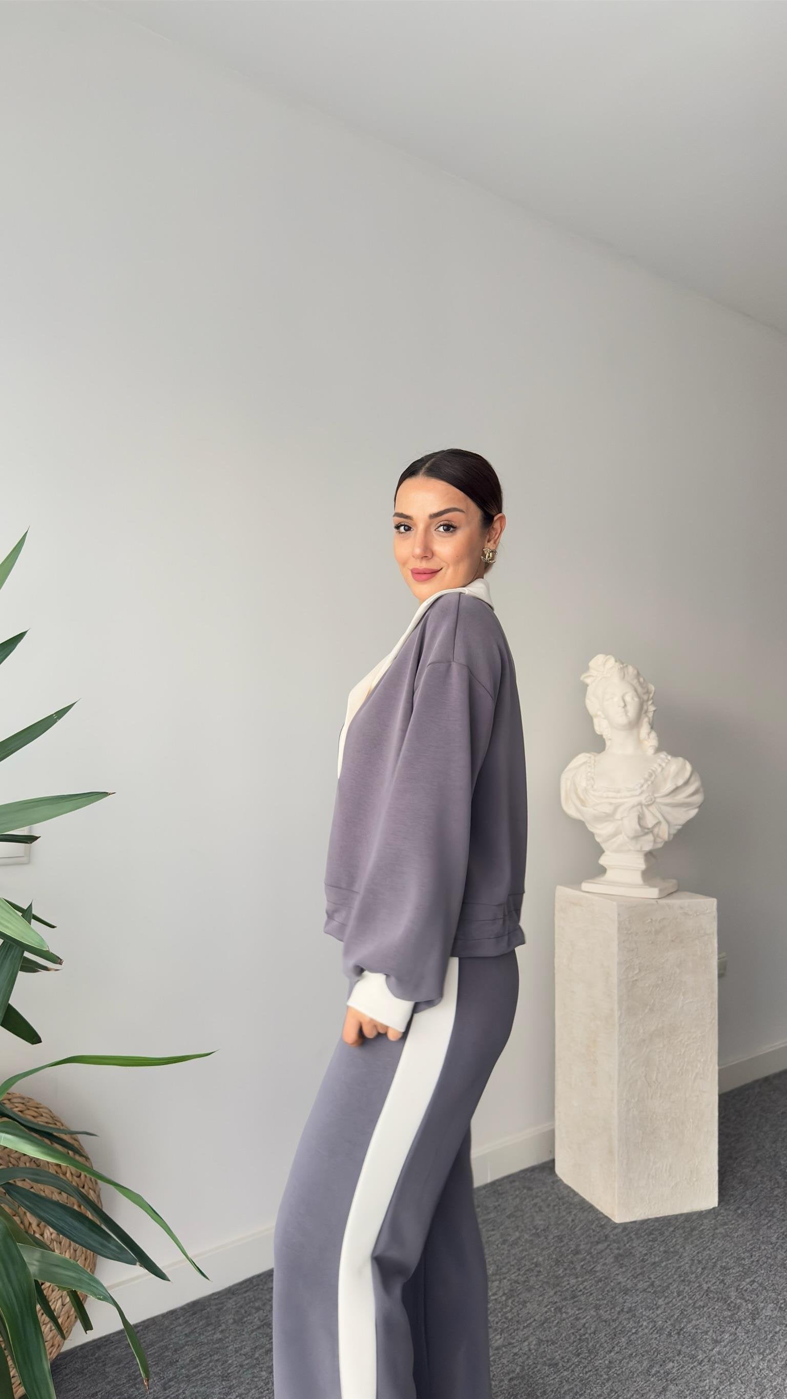 Grey Color Transitional Premium Oys Modal Suit