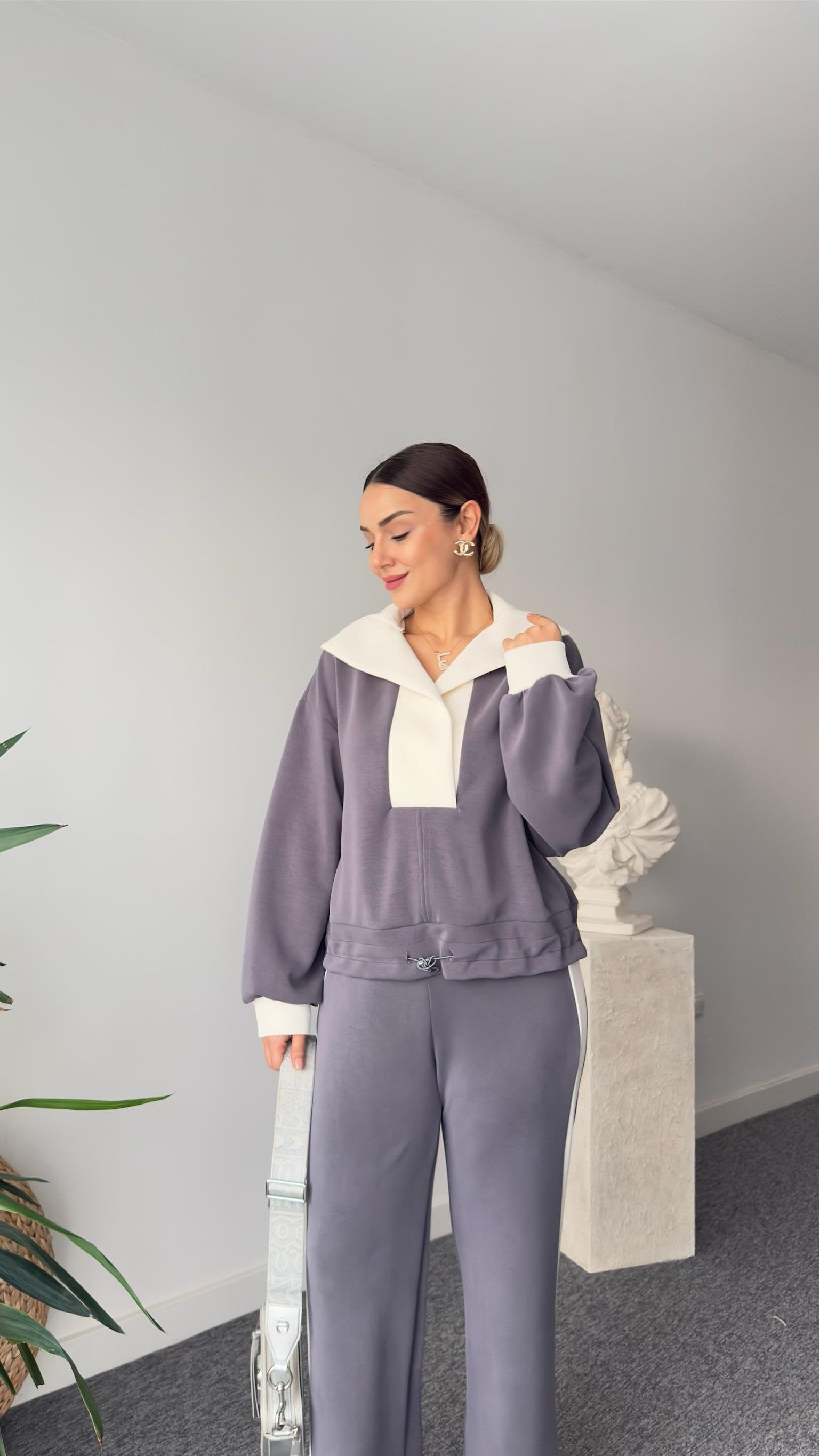 Grey Color Transitional Premium Oys Modal Suit