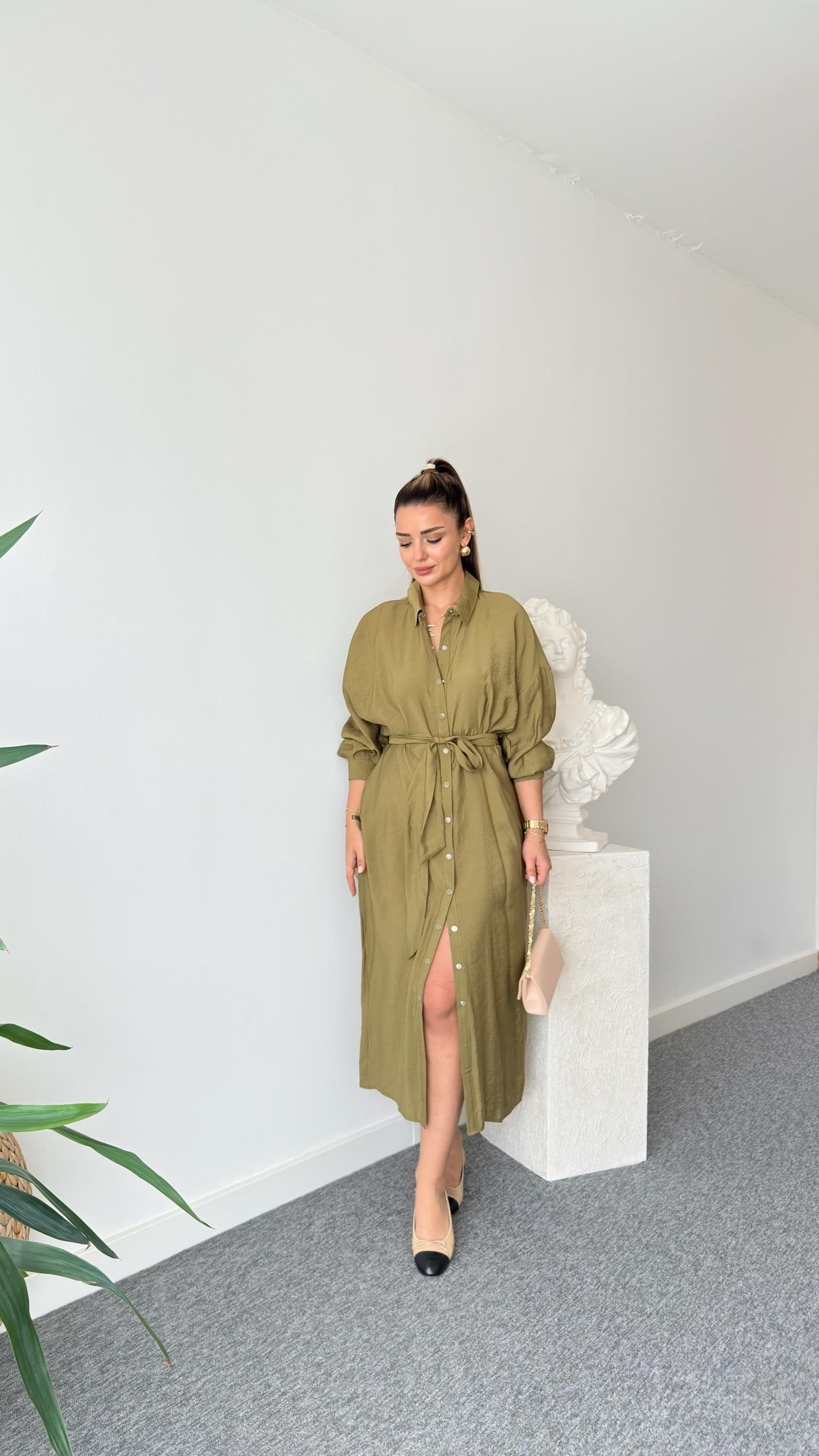 Olive Serna Orj Brand Snap Button Tencel Dress