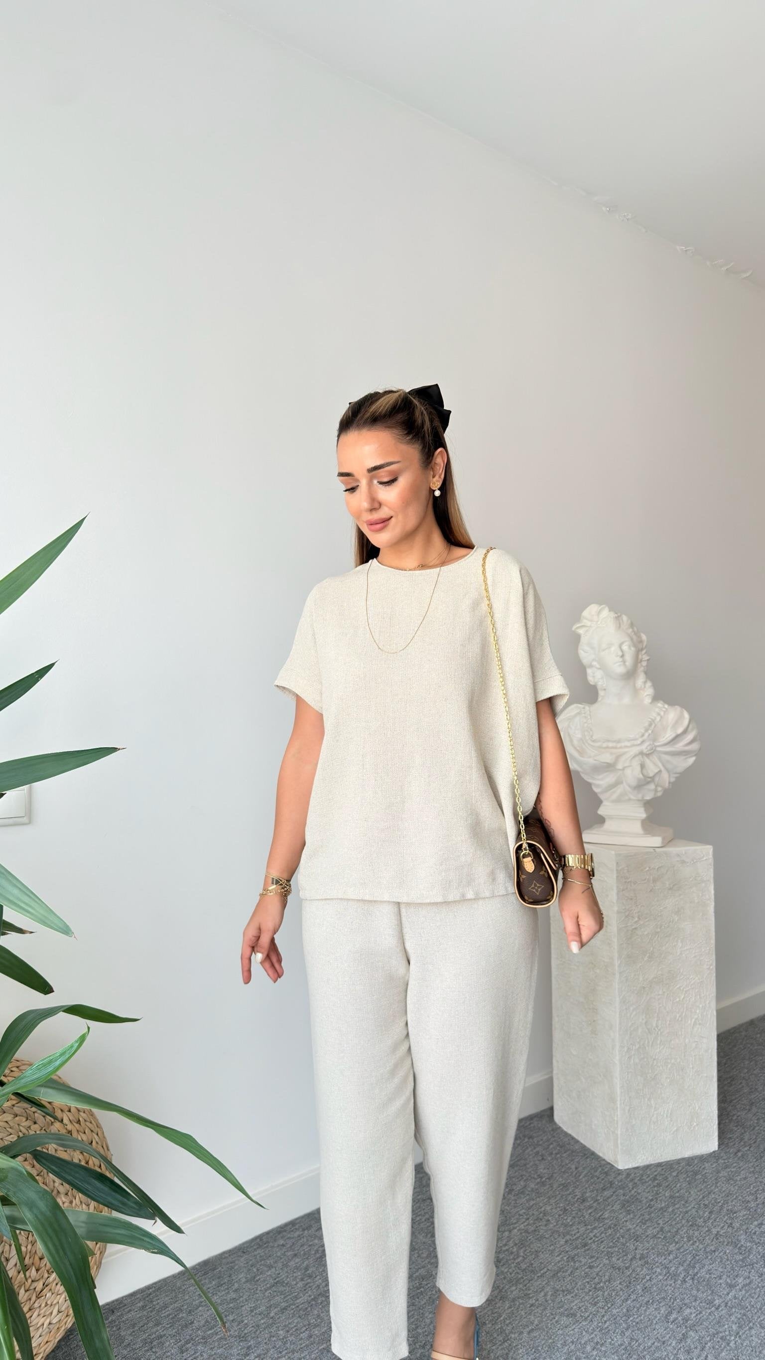 Jaker Stone Color Linen Casual Suit