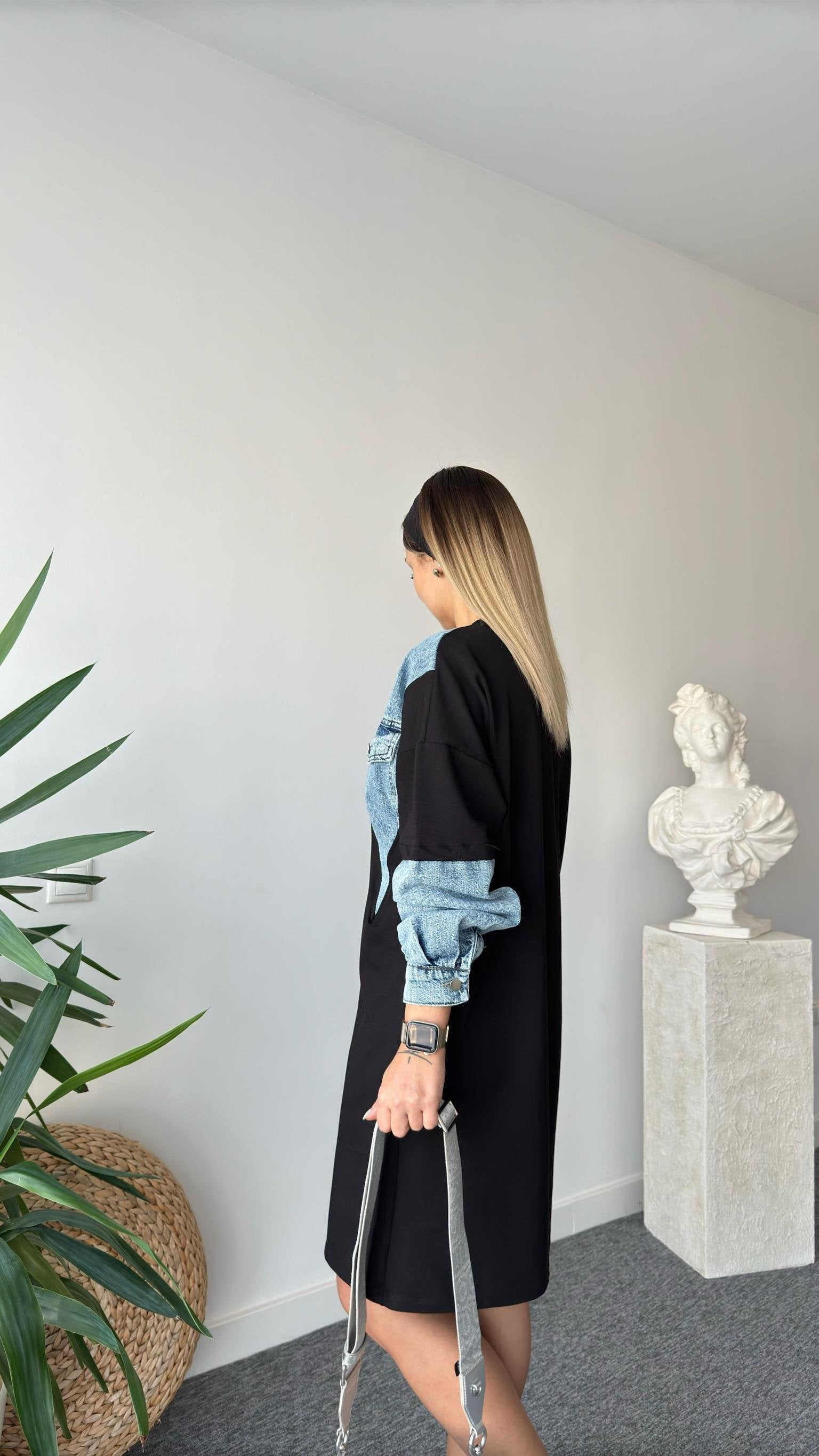 Brodi Denim Detailed Pocket Sweat Dress