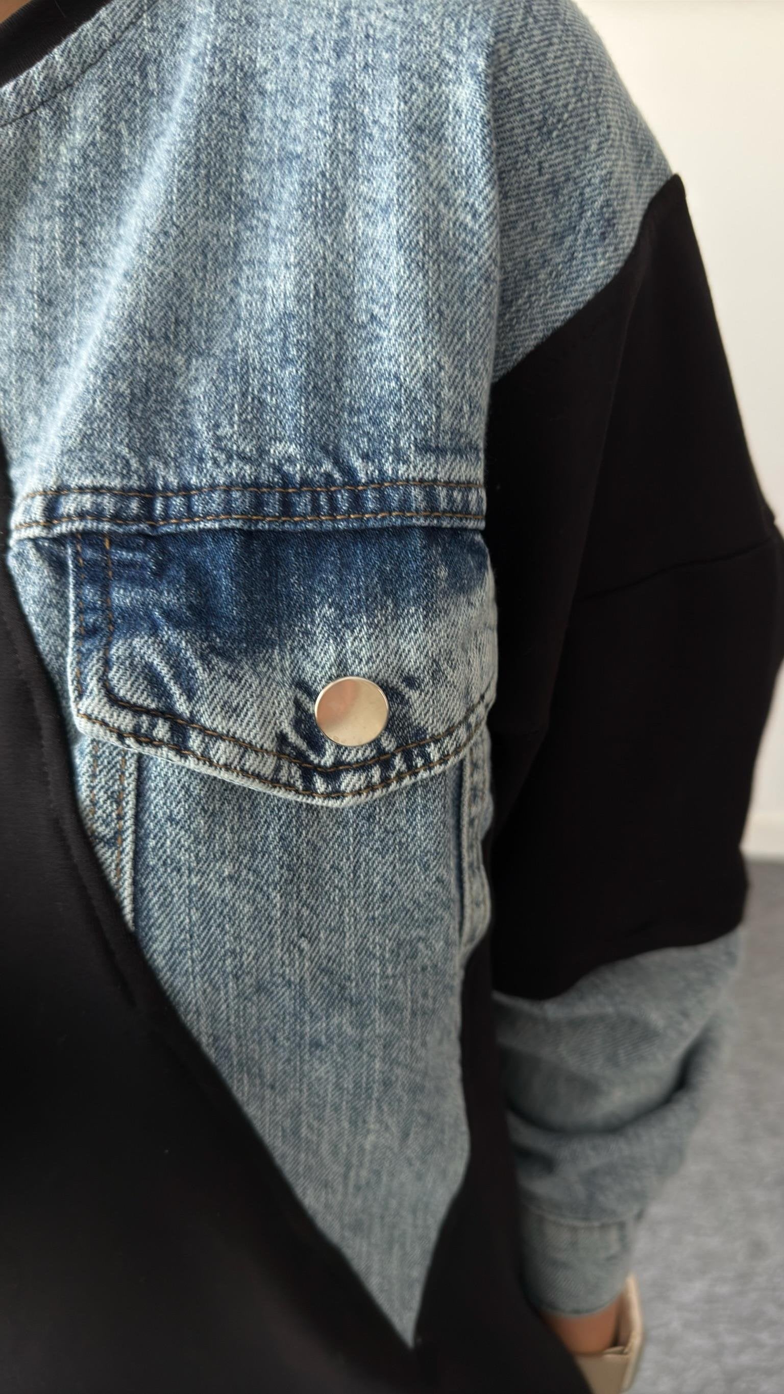Brodi Denim Detailed Pocket Sweat Dress