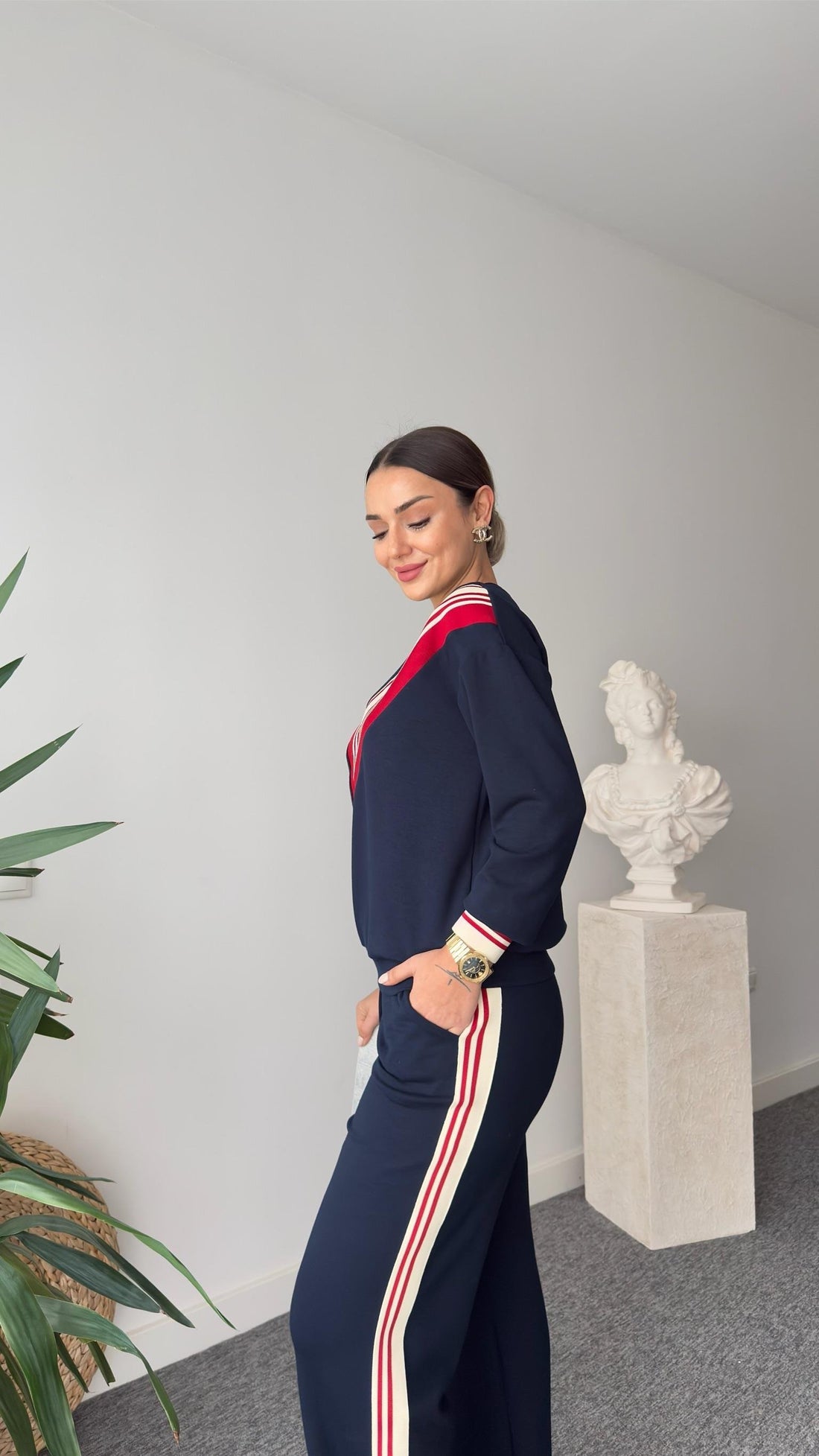 Liveya Red Stripe Detailed Modal Suit