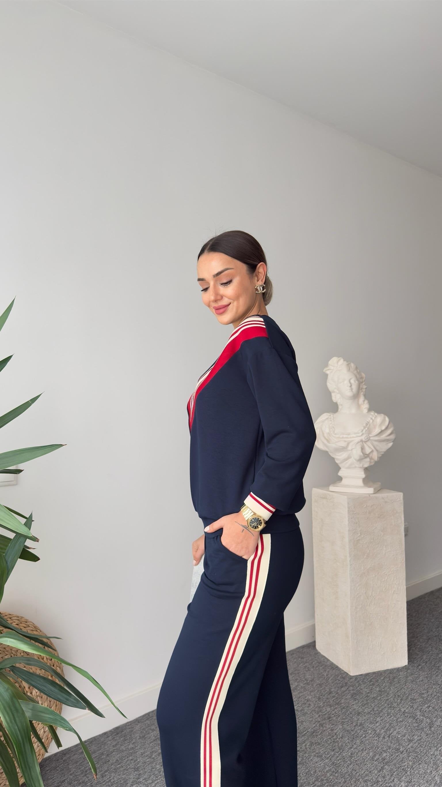 Liveya Red Stripe Detailed Modal Suit