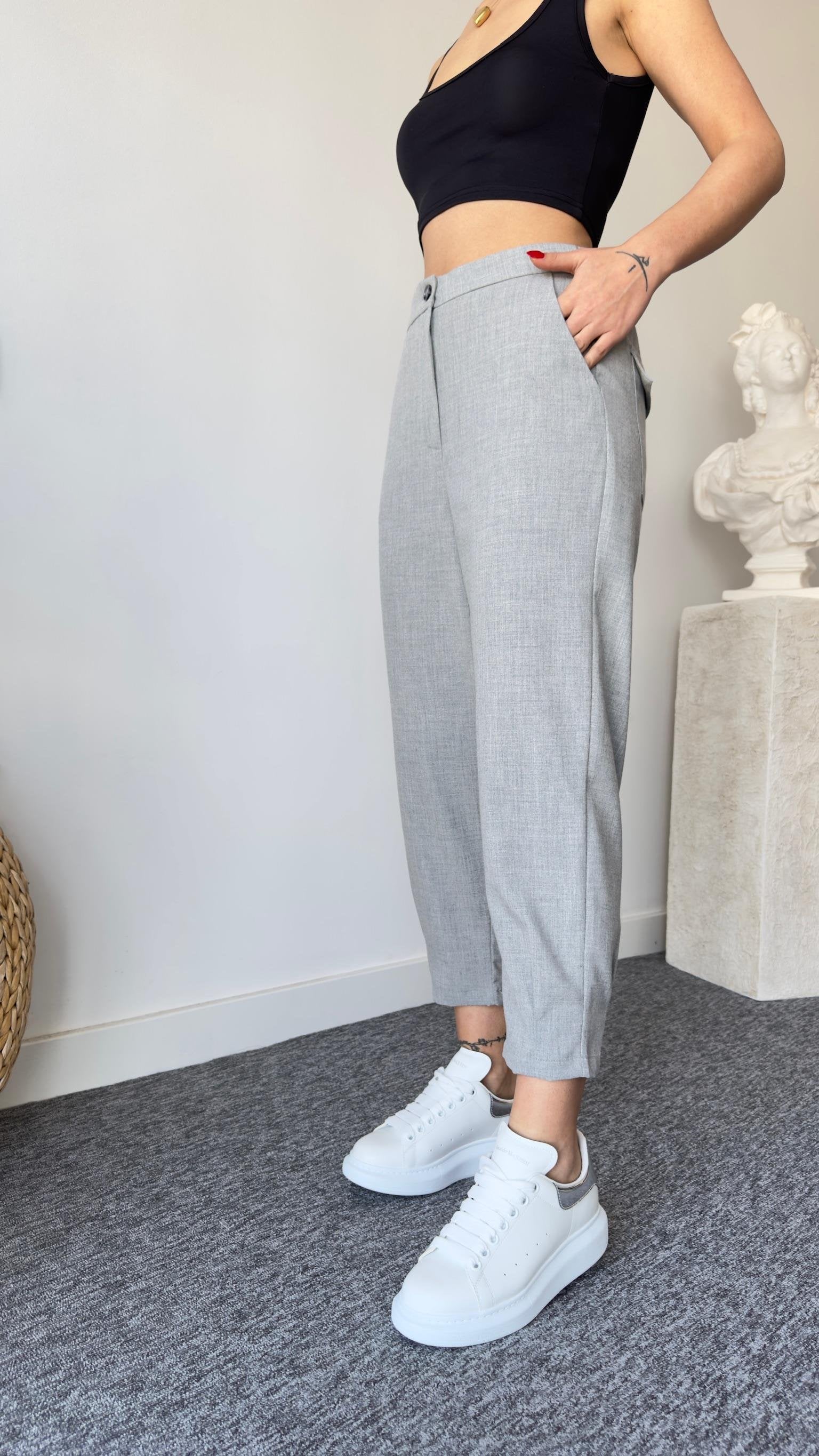 Crey Zra Model Gray Fabric Trousers