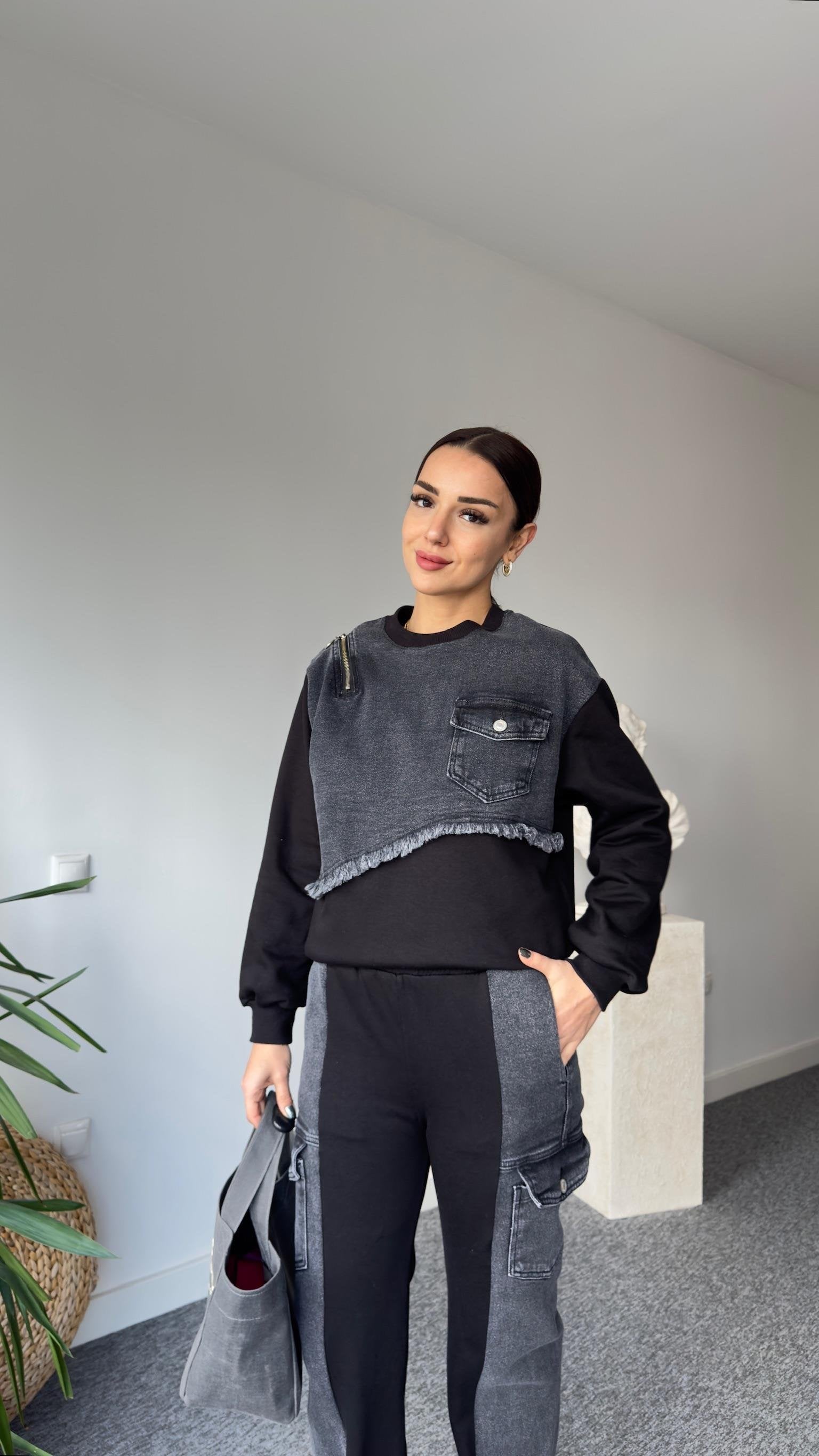 Vives Anthracite Denim Detailed Suit