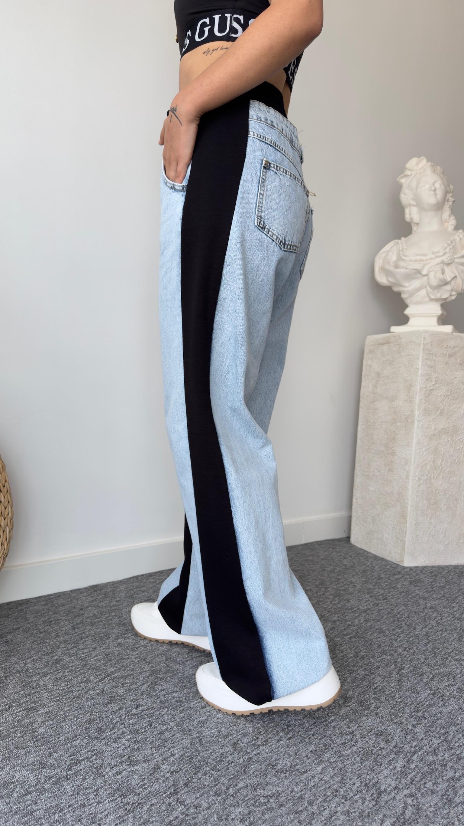 Designer Black Combed Cotton Detailed Trousers