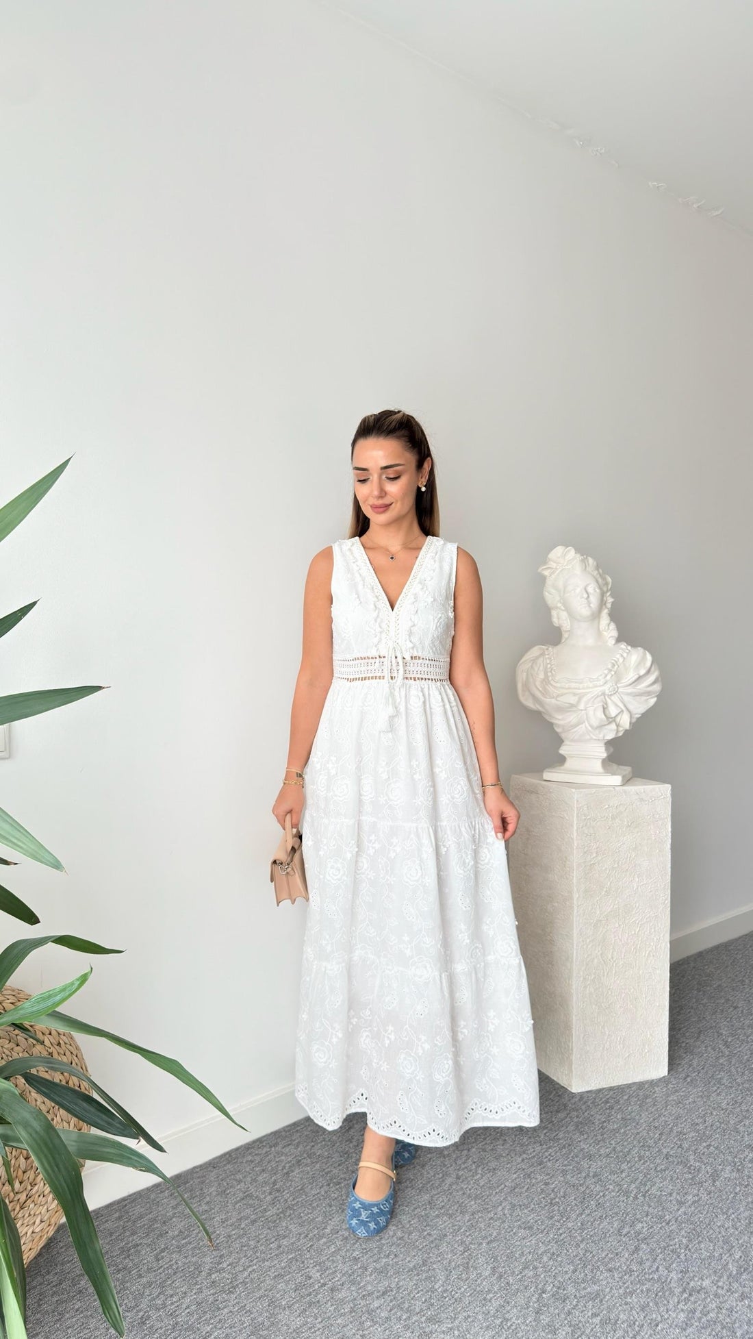 Premium White Cutwork Dress with Pigot Lining