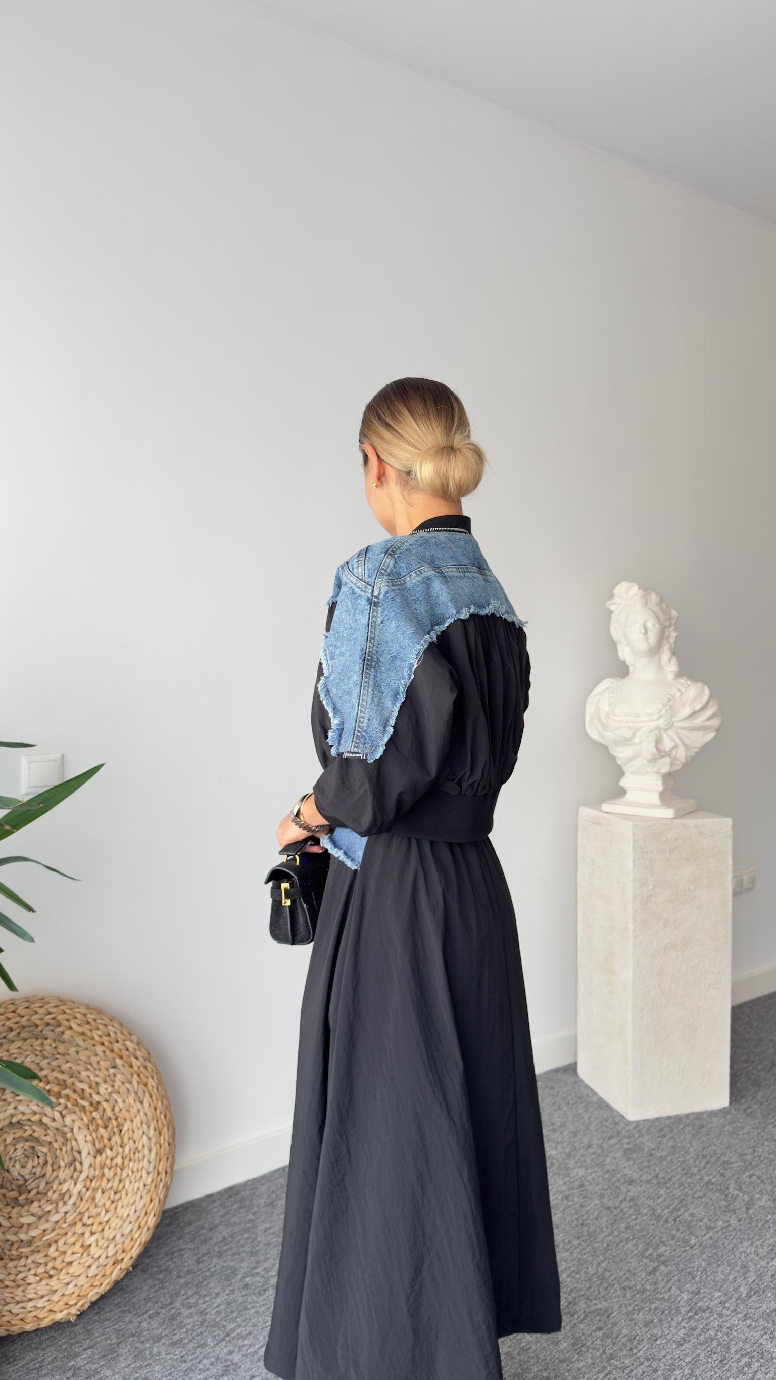 Jadir Brand Model Denim Garnished Parachute Jacket