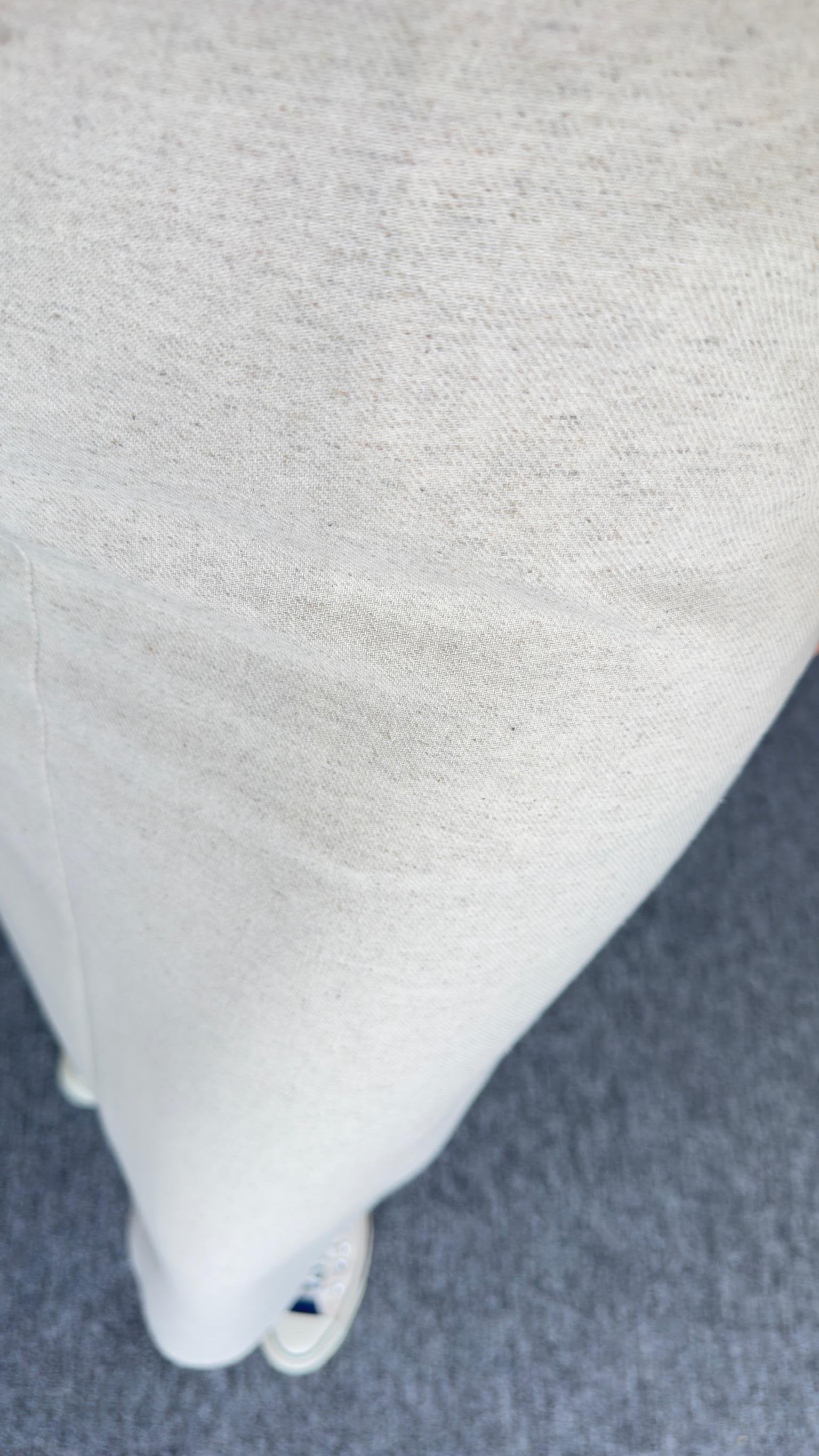 Linen Skirt with Poly Waist Detail and Back Slit