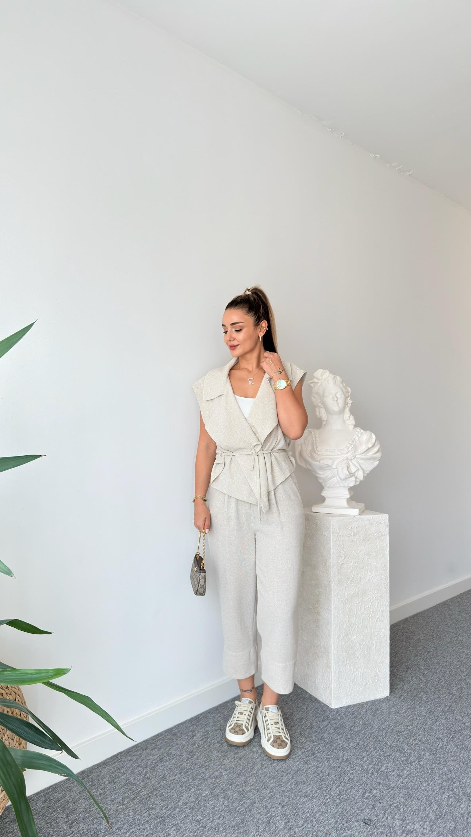 Weren Vested Natur Linen Suit